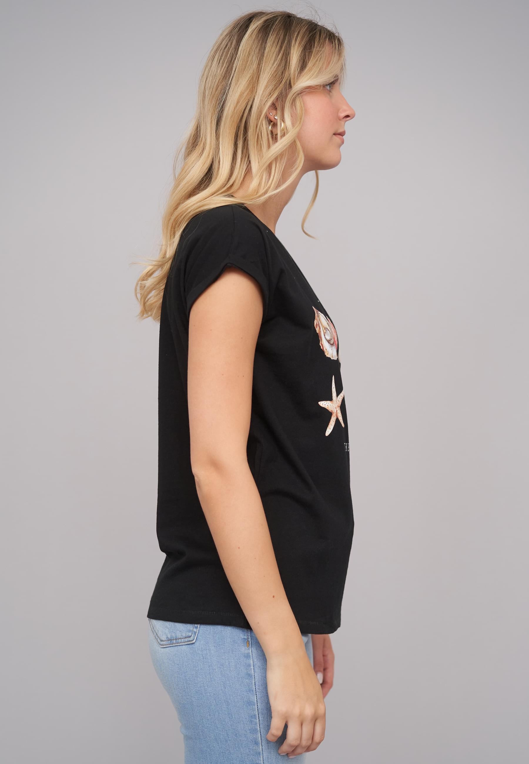 CLOUD 5IVE T-Shirt »CLOUD 5IVE Ladies Seashell Black Tee«, (1 tlg.)