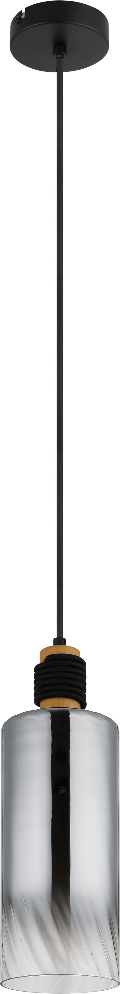 GLOBO LIGHTING Hängeleuchte »OSBORNE« E27 1 Stk. Hängeleuchte Schwarz/Holz, Rauchglas, klar verlaufend, E27