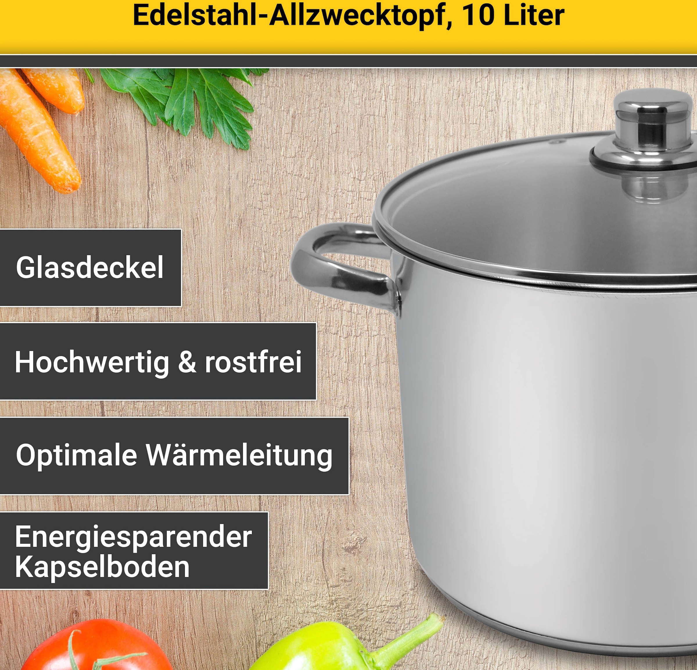 Krüger Kochtopf, Edelstahl, (1 tlg.), für Induktions-Kochfelder geeignet