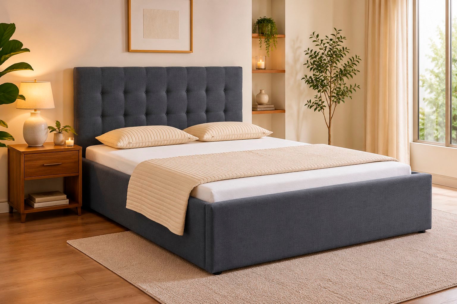 OTTO home Polsterbett "Hamar, Knopfsteppung im Kopfteil, bis 250 KG belastbar" 3 Breiten: 100cm/ 140cm/ 180cm, in verschiedenen Größen und Stoffen und Farben
