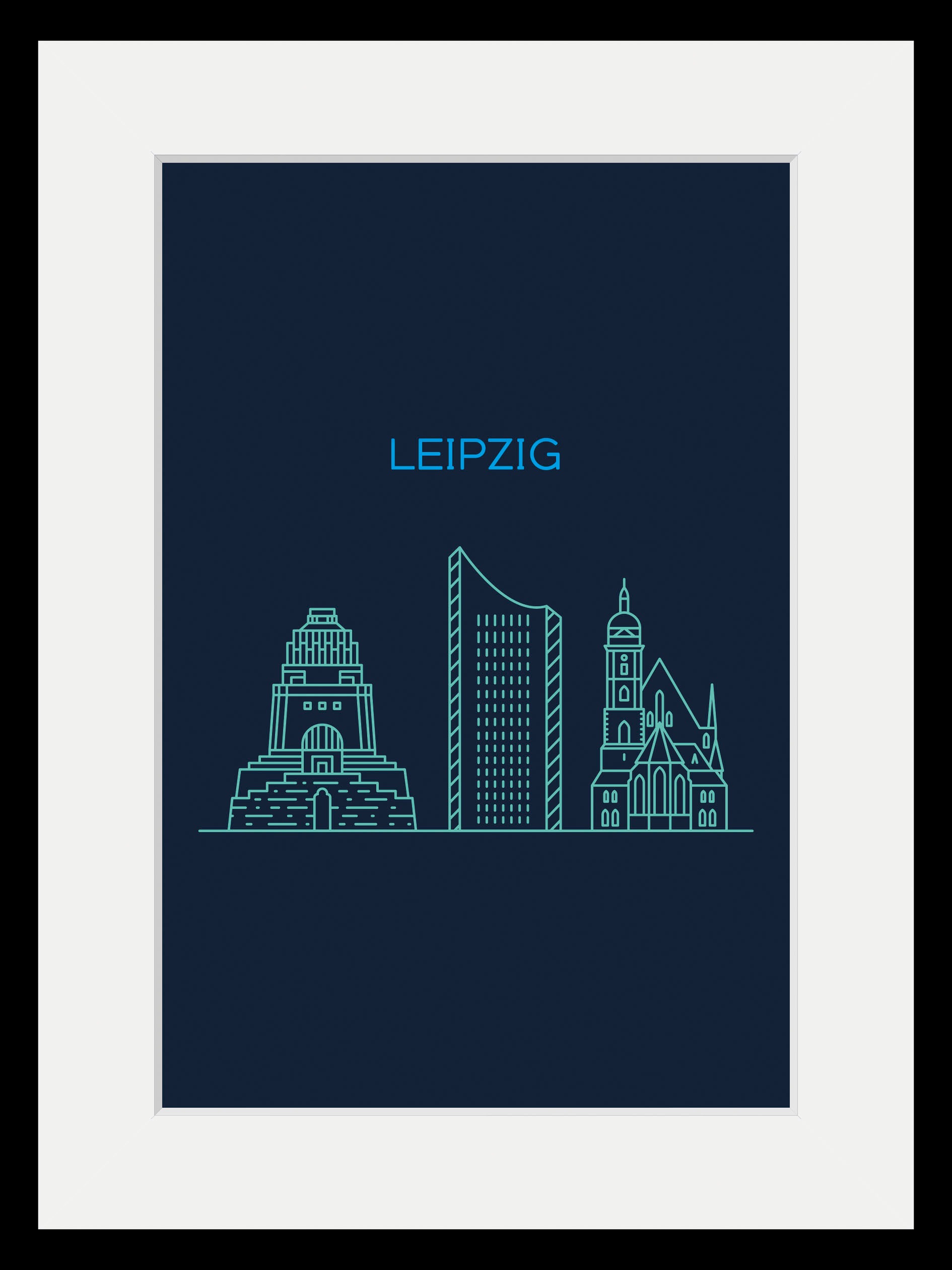 queence Bild »Leipzig Sightseeing«, Städte-Stadt-Deutschland-Gebäude, (1 St.), HD Premium Poster-Druck inkl. Holzrahmen