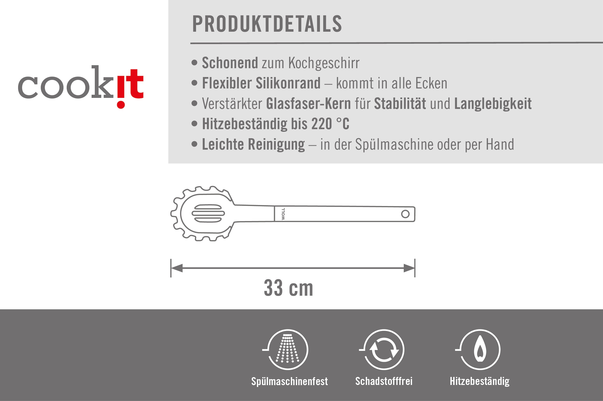 WOLL Nudellöffel »Cook it«, (1 tlg.), aus hochwertigem Kunststoff und Silikon