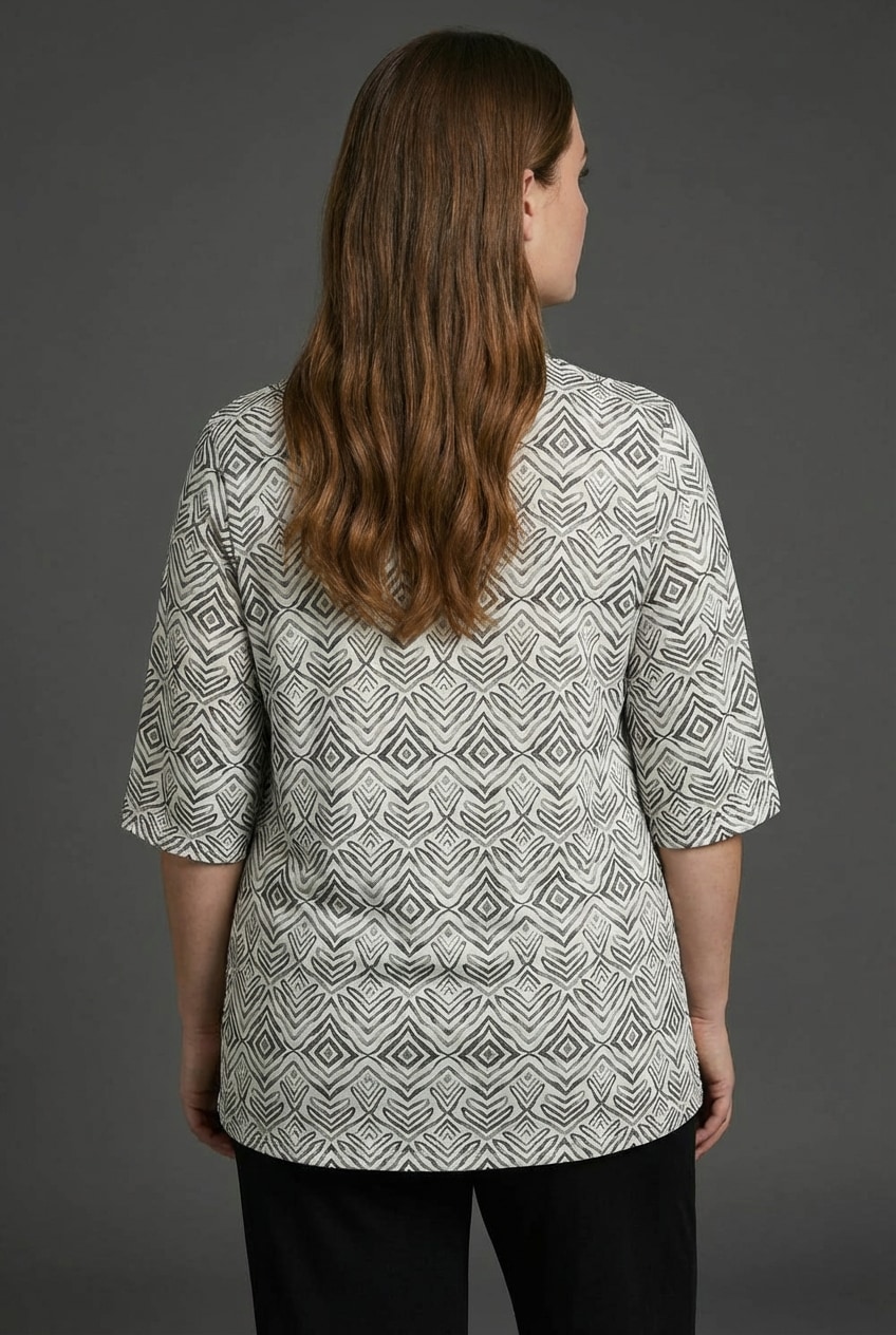 Laura Scott CURVE Anzug Set, Shirt + Hose,  figurumspielend für Frühling und Sommer, figurumspielend, mit 3/4-Ärmeln, bedruckt
