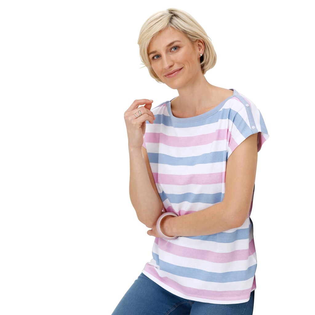 Damenmode Shirts & Sweatshirts Classic Basics T-Shirt »Shirt«, (1 tlg.) rosé-bleu-gestreift Damenmode Shirts & Sweatshirts Classic Basics T-Shirt »Shirt«, (1 tlg.) rosé-bleu-gestreift