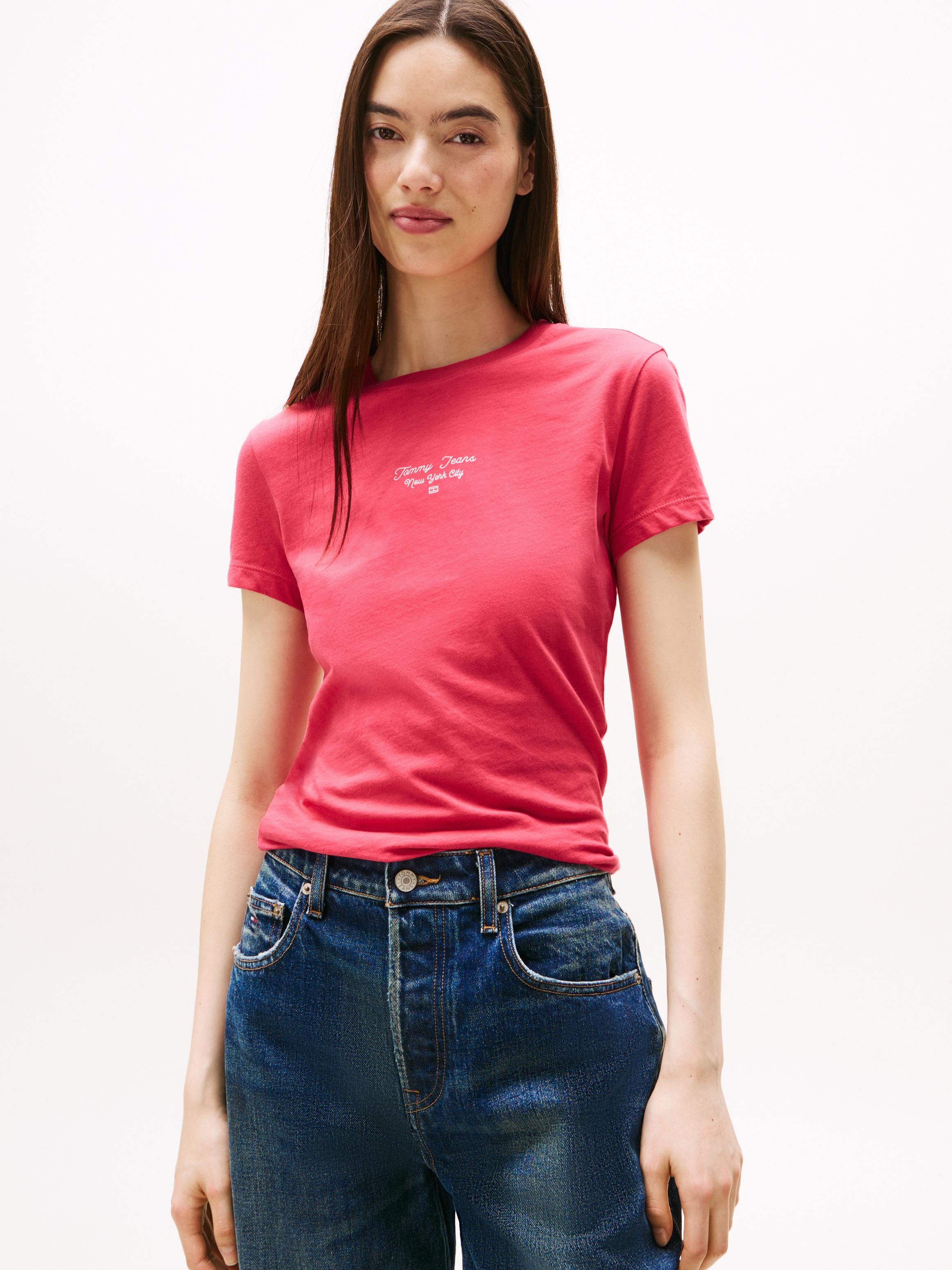 Tommy Jeans Kurzarmshirt "TJW SLIM ESS LOGO 1 TEE EXT" günstig online kaufen