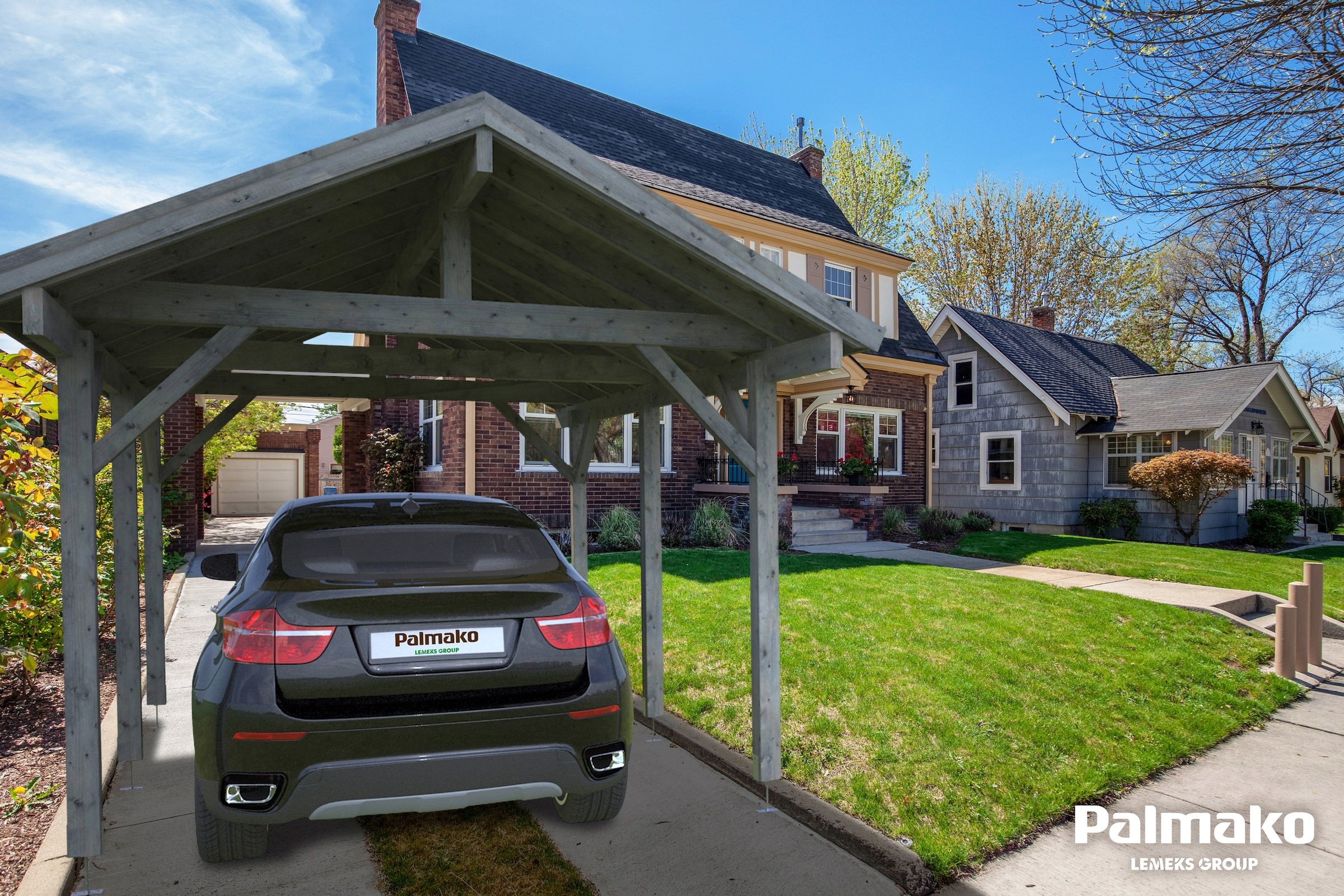 Palmako Einzelcarport »Robert«, Holz, hellgrau