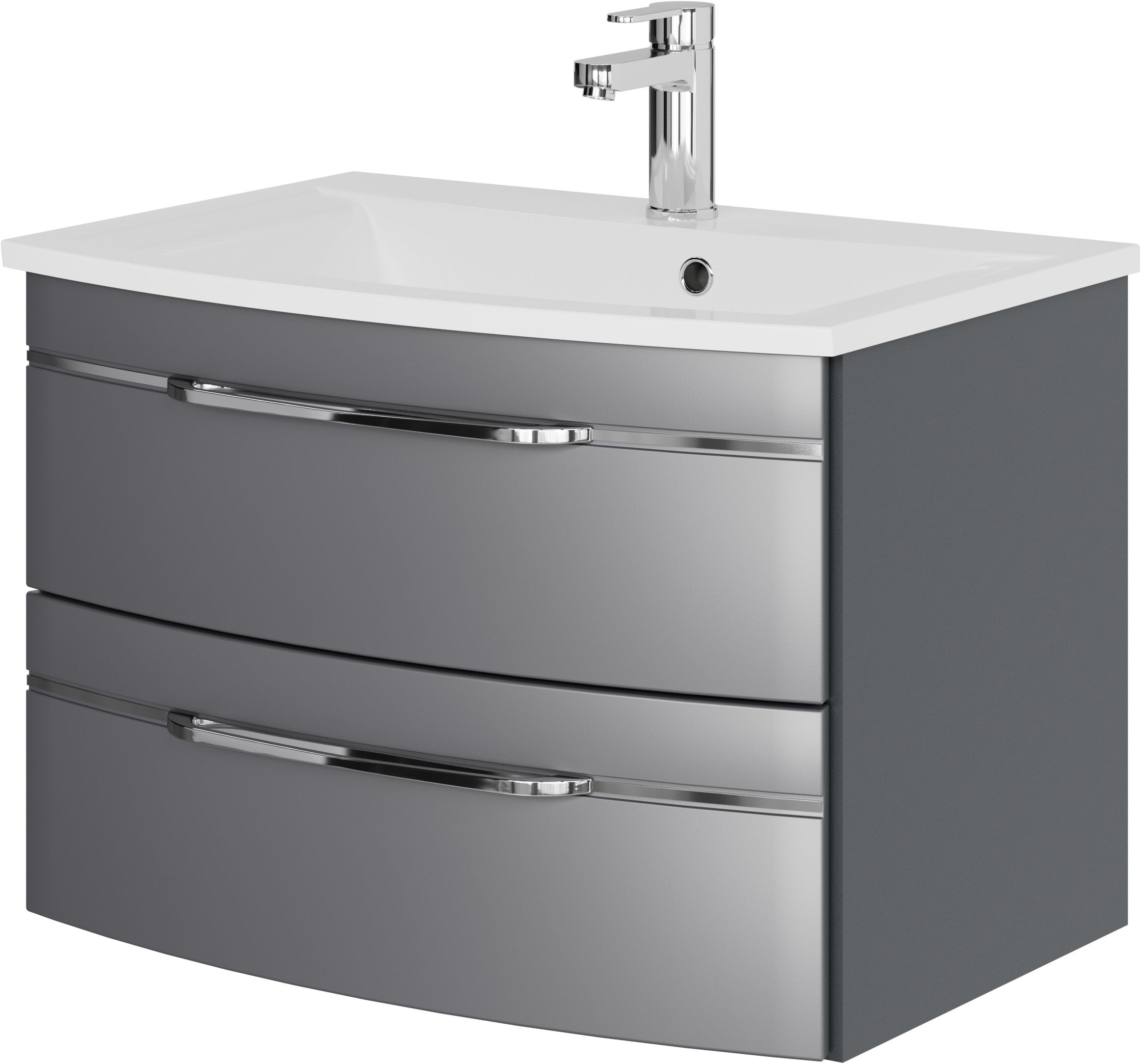 Saphir Badmöbel-Set »Serie 7045 2-teilig Mineralmarmor-Waschtisch mit LED-Spiegelschrank«, (Set, 2 St.), Badezimmer-Set 73,2 cm breit, inkl. Türdämpfer, 2 Türen, 2 Schubladen