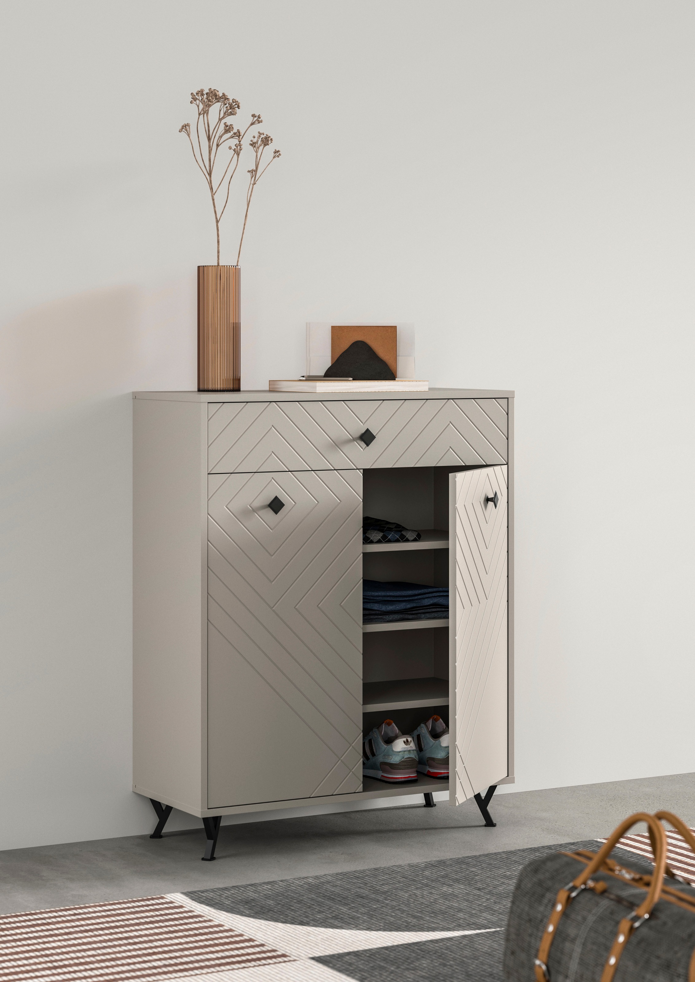 Home affaire Schuhkommode "Mento, Breite 80 cm, 2 Türen & 1 Schubkasten mit günstig online kaufen