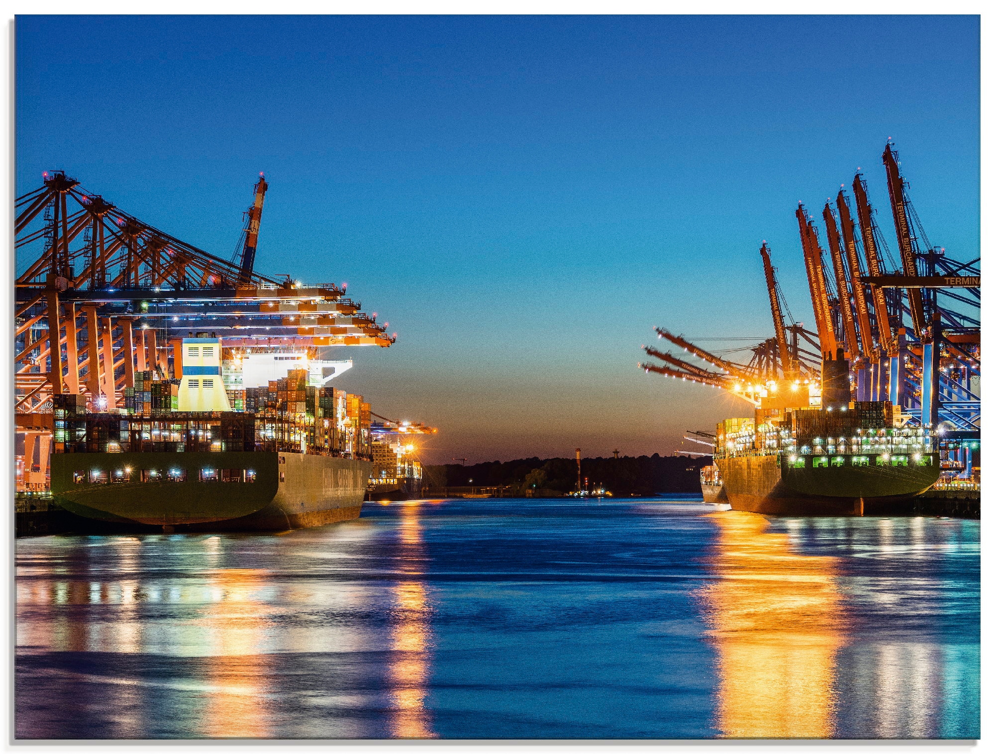 Glasbild »Hamburg Hafen am Abend 2«, Deutschland, (1 St.), in verschiedenen Größen