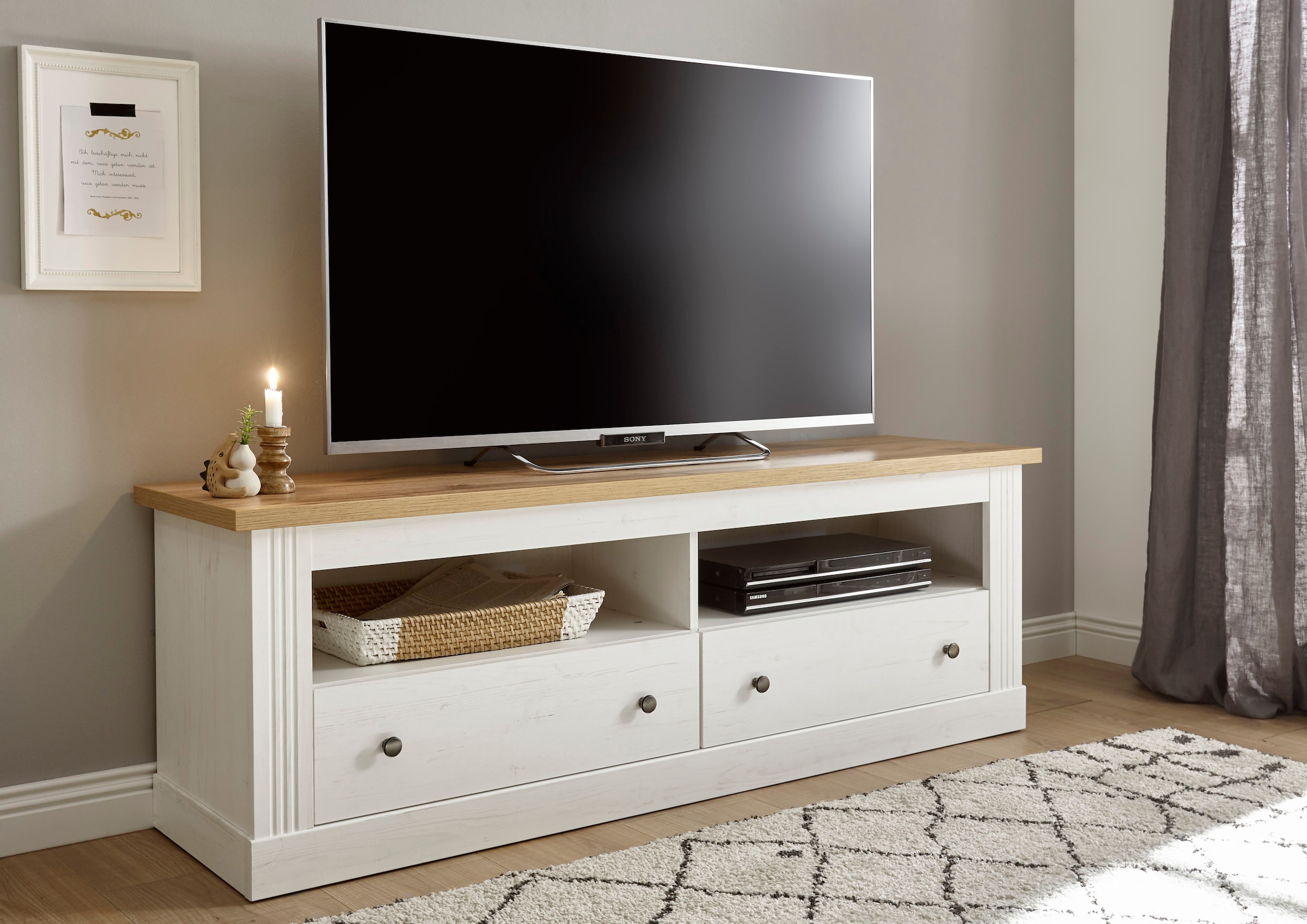 Home affaire Lowboard »Westminster TOPSELLER!«, (Breite ca. 152cm), Fernsehtisch in romantischem Landhausstil