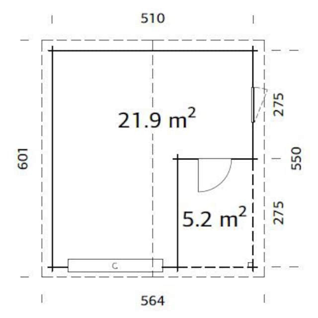 Palmako Garage »Roger«, BxTxH: 564x601x321 cm, mit Anbau und Sektionaltor  per Rechnung | BAUR
