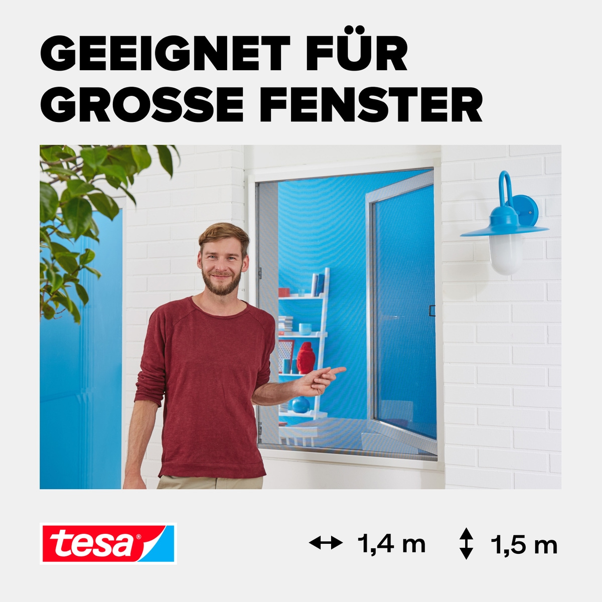 tesa Insektenschutz-Fensterrahmen »Insect Stop ALU Comfort Fliegengitter für Fenster - 1.4 m : 1.5 m«, Insektenschutz für Fenster - Aluminiumrahmen