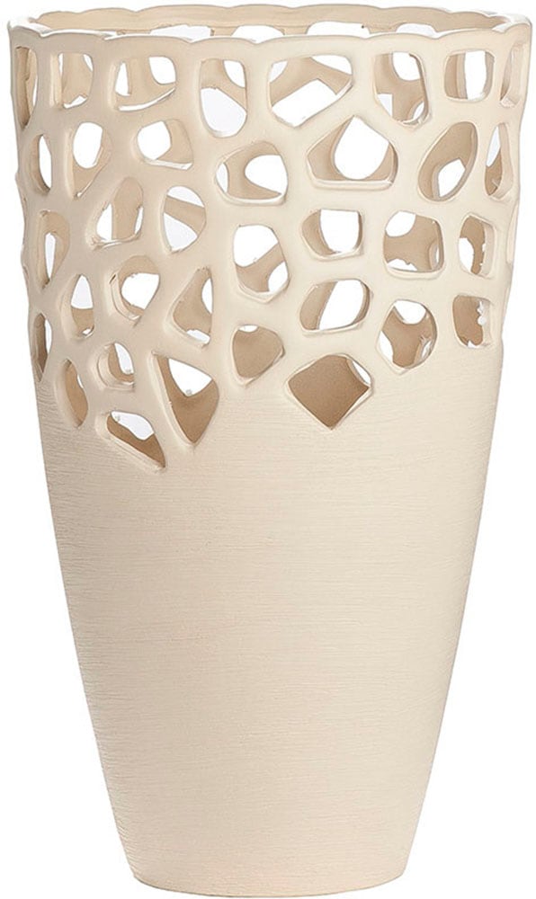 GILDE Tischvase "Bologna, Dekovase mit Cut-Outs" Vase aus Keramik, mit gekratzer Oberflächenstruktur, Höhe ca. 38 cm