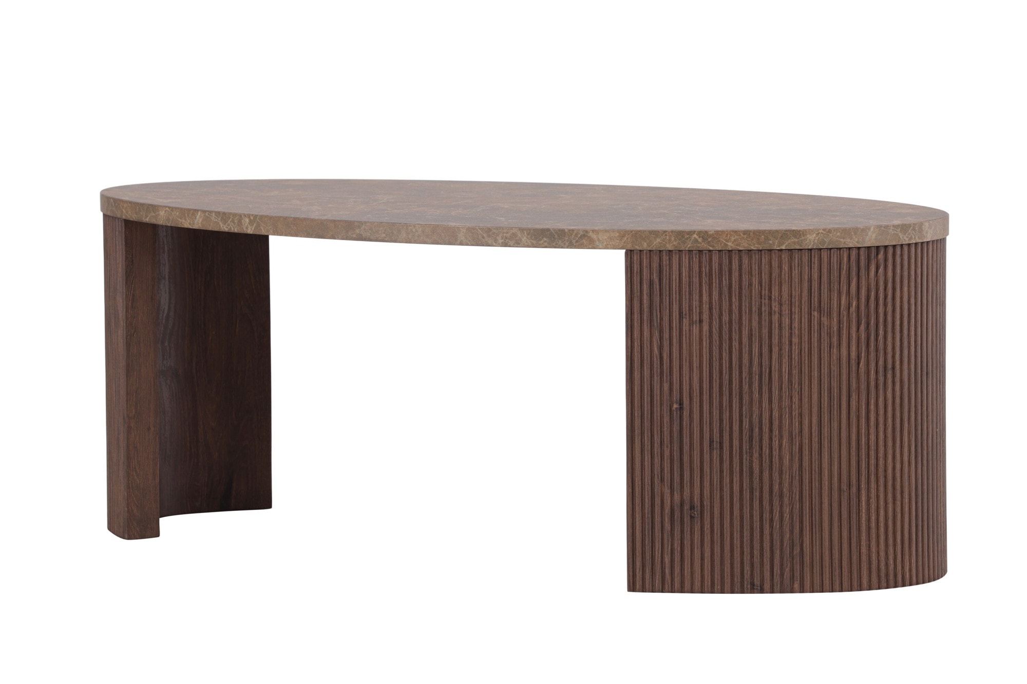 Venture Home Couchtisch »Bristol, ovaler Couchtisch 120 × 60 cm in Mocca mit grauer Steinoptik« Sofatisch, MDF, 3D-Papier, oval, kontrastreich, raffiniert