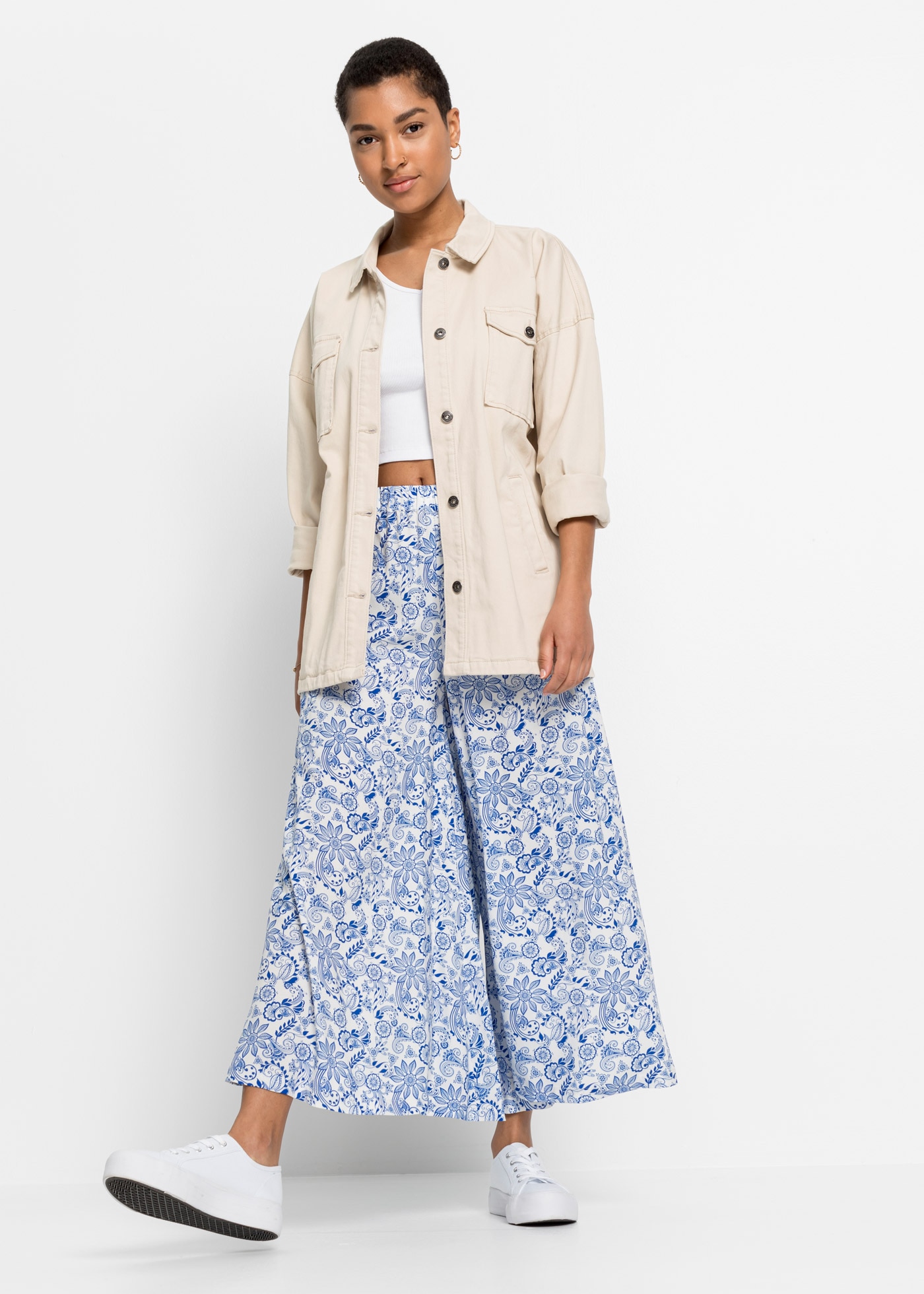 bonprix Palazzohose  aus Viskose, mit elastischem Bund, Loose Fit, Casual Stil