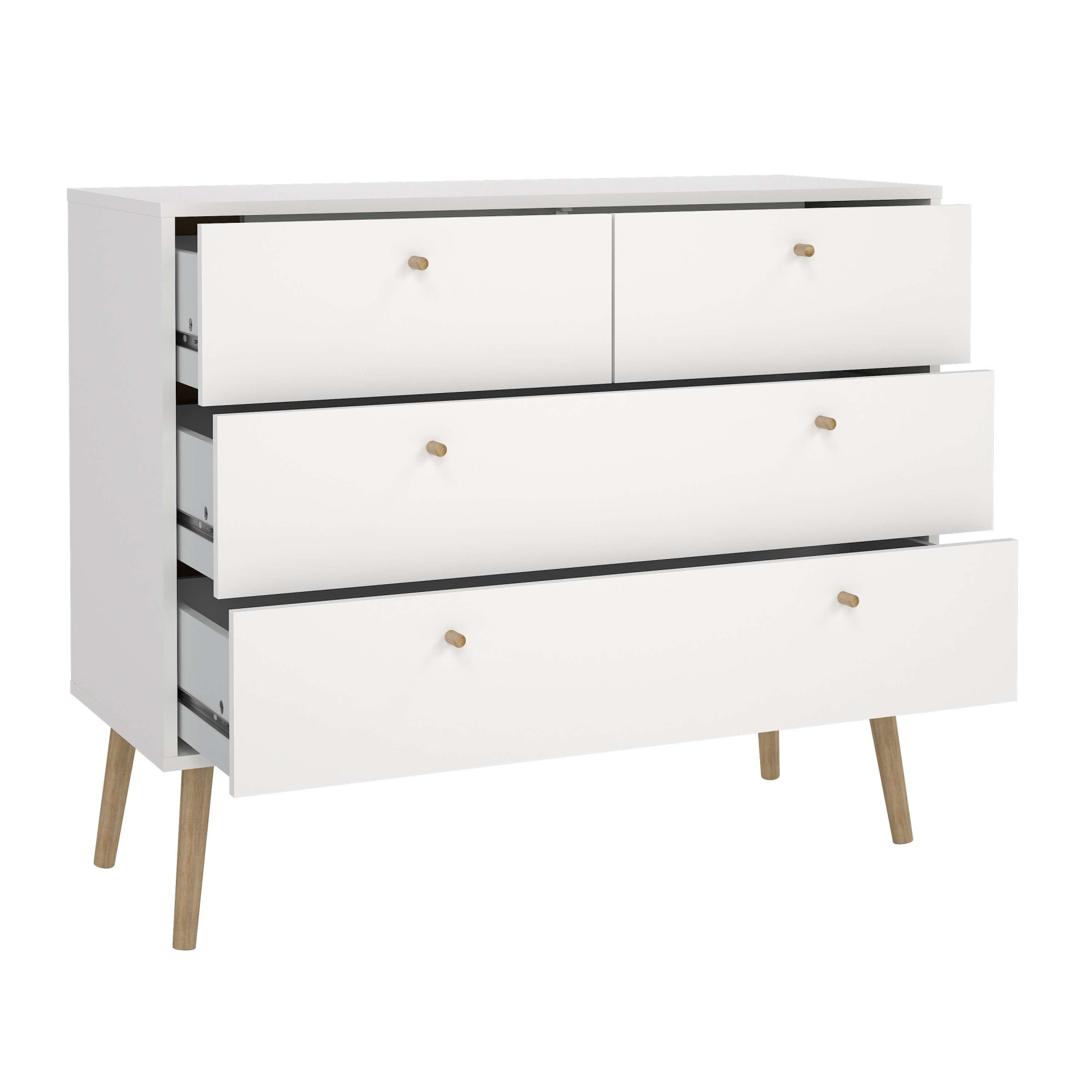 andas Kommode »Bodo, Aufbewahrung, Schubladenschrank, Stauraum«, 4 Schubladen, Beine und Griffe aus Echtholz, Breite 99 cm