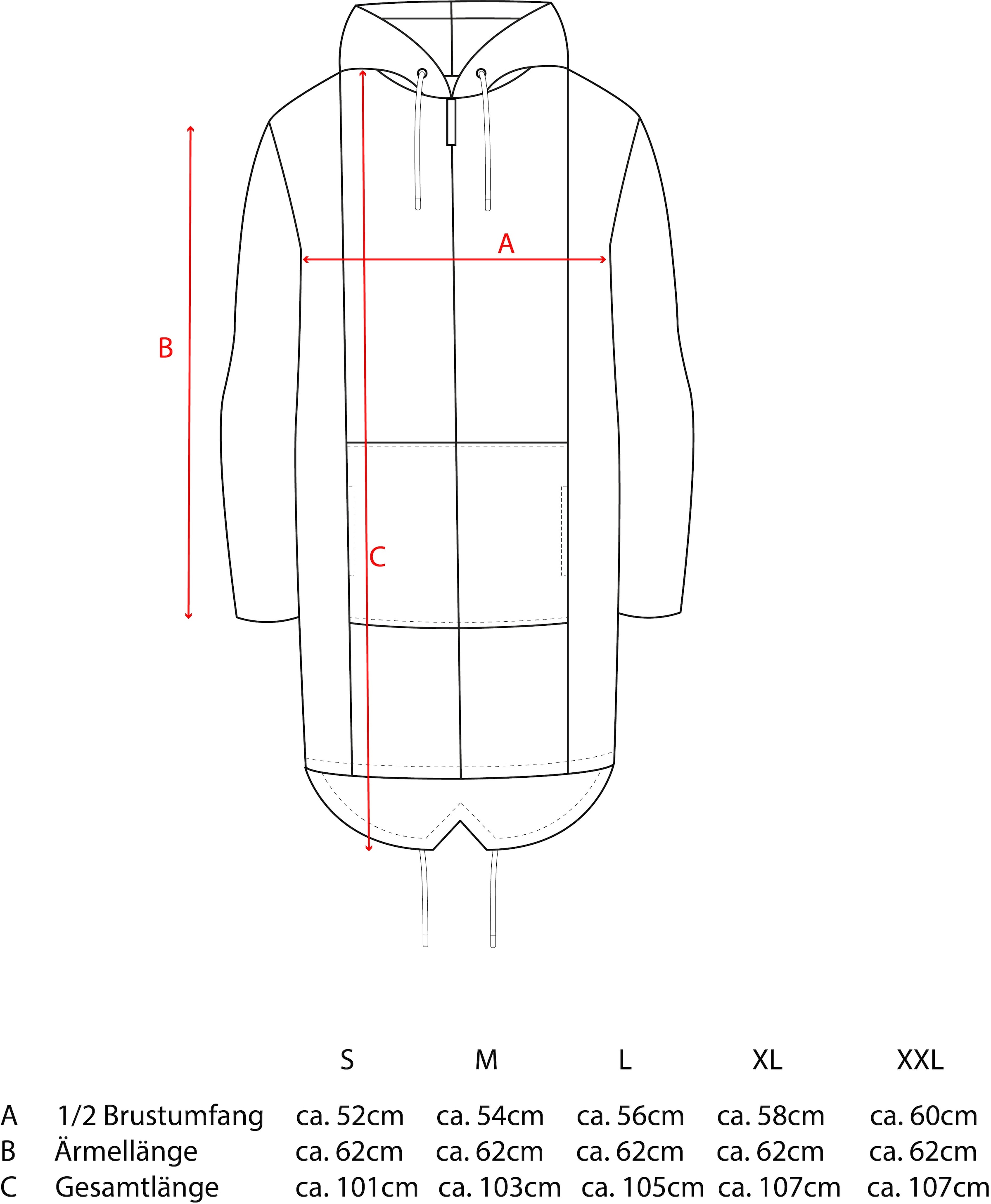 Zwillingsherz Jerseymantel »"Küste Meer Moin"« mit Kapuze, Taschen, Front und Backmotiv Küste Meer Moin