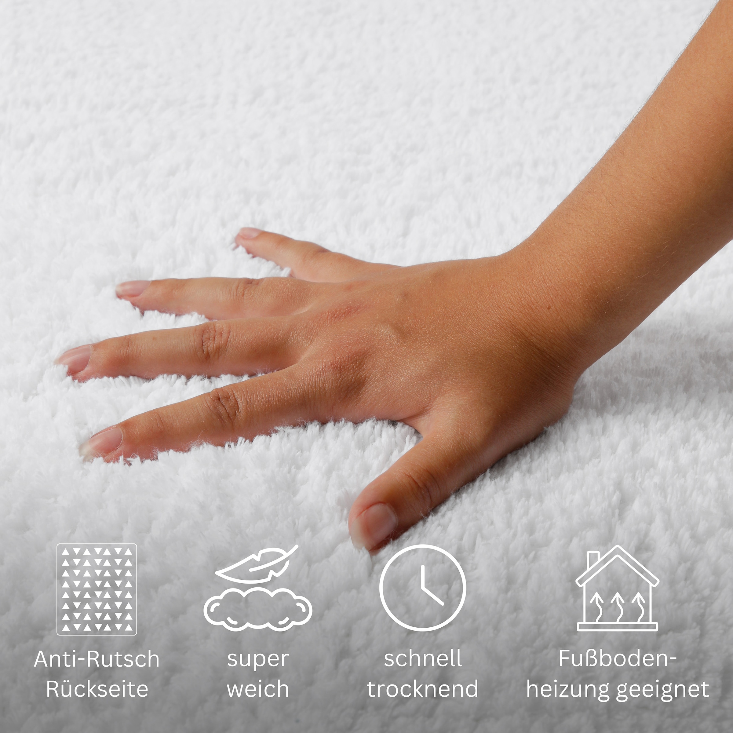 OTTO home Badematte »Meellor« Höhe 20 mm rutschhemmend beschichtet fußbodenheizungsgeeignet Badteppich, getuftet, modern, Uni, antirutsch, flauschig, Baumwolle