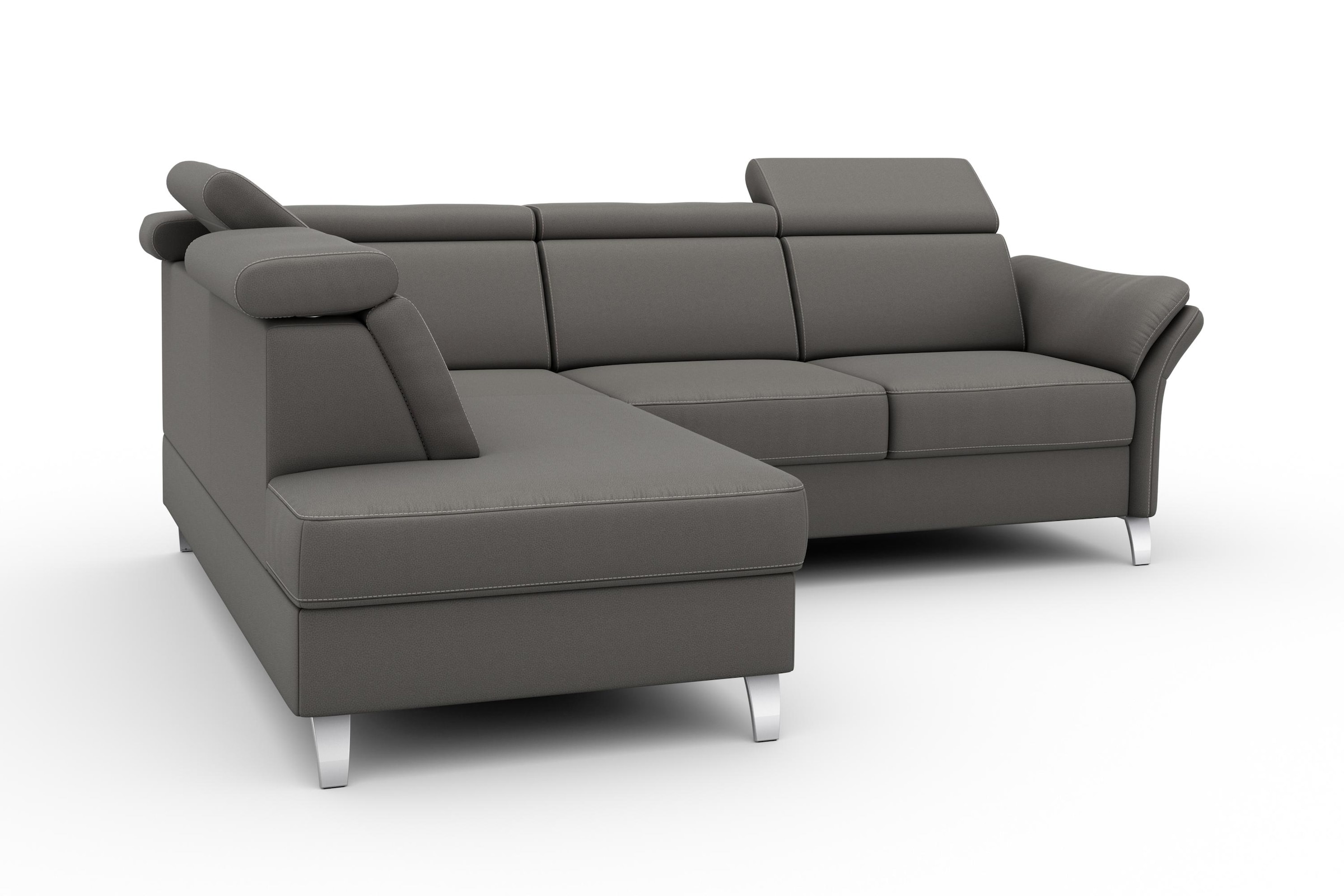 sit&more Ecksofa »Vincenzo L-Form«, inklusive Kopfteilverstellung, wahlweise mit Bettfunktion, Bettkasten