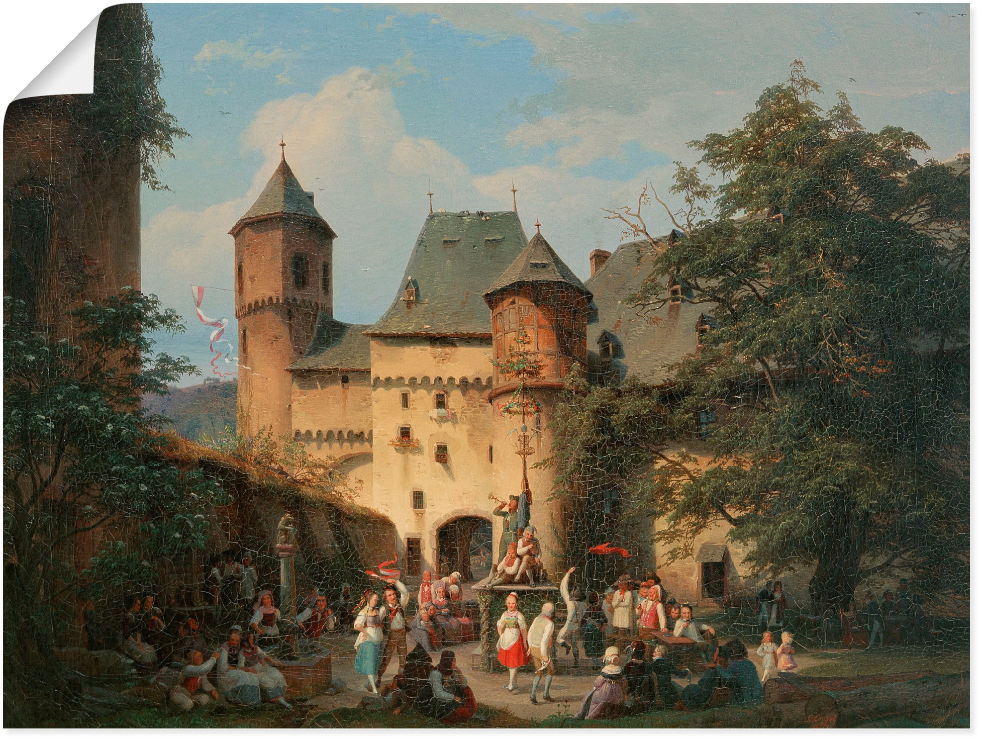 Artland Kunstdruck "Festszene im Vorhof einer Burg", historische Ereignisse, (1 St.), als Alubild, Leinwandbild, Wandauf