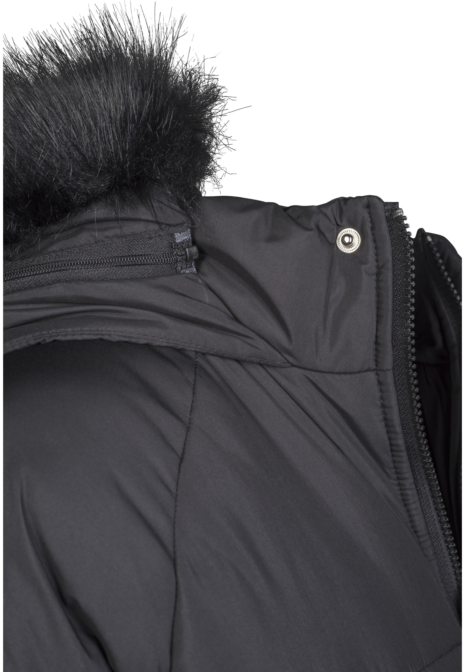 URBAN CLASSICS Winterjacke »Urban Classics Damen Ladies Oversize Faux Fur Puffer Coat« 1 Stk. tlg. mit Kapuze