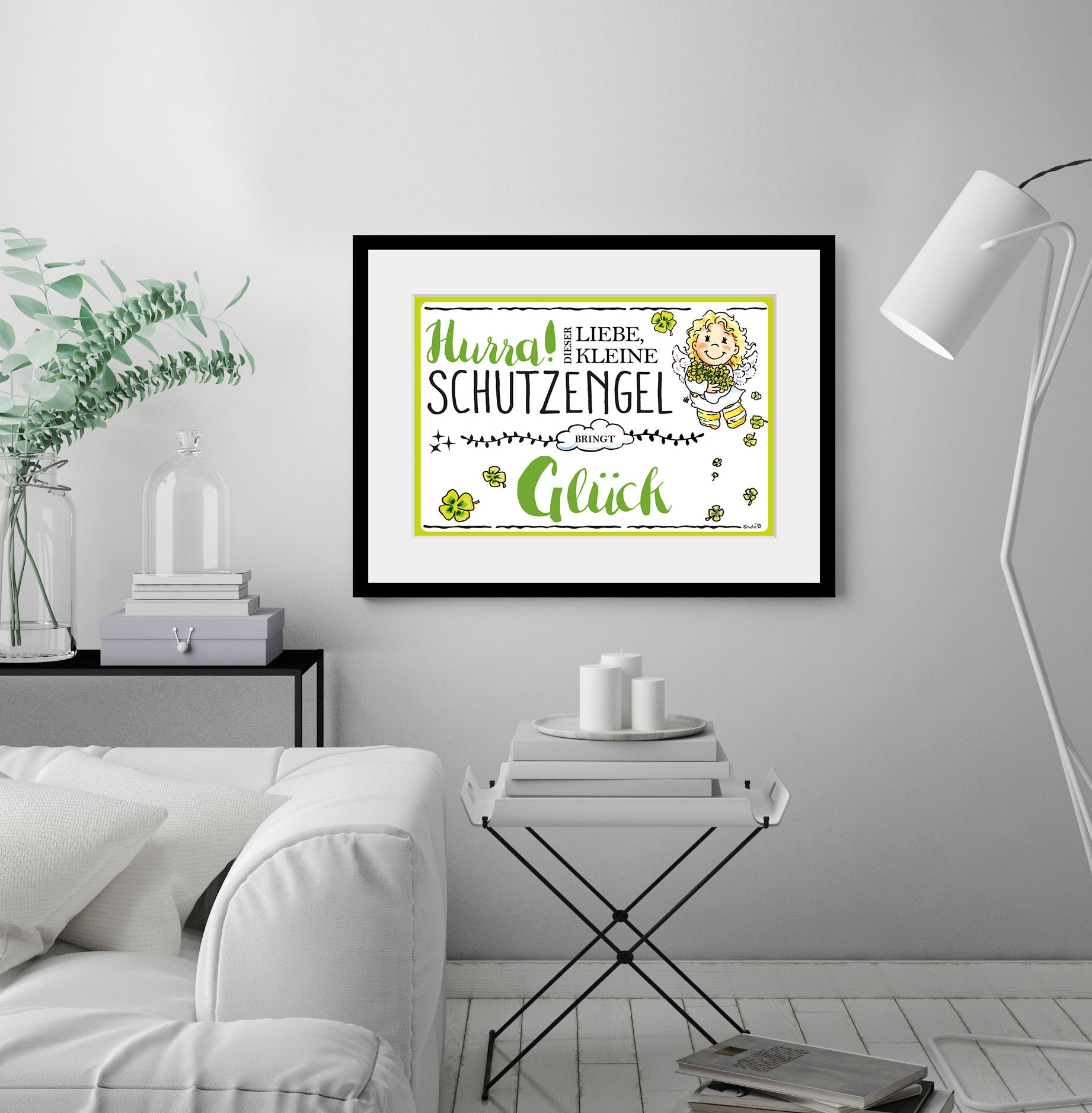 queence Bild "Schutzengel Glück", Engel-Himmel-Stern-Sterne-Schriftzug-Sprü günstig online kaufen