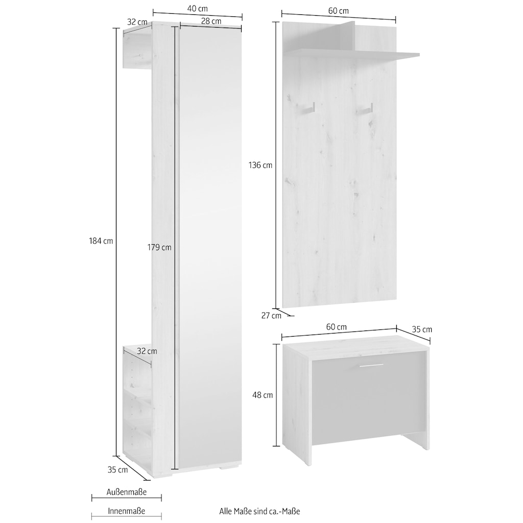 byLIVING Garderoben-Set »Ben«, (3 St.)