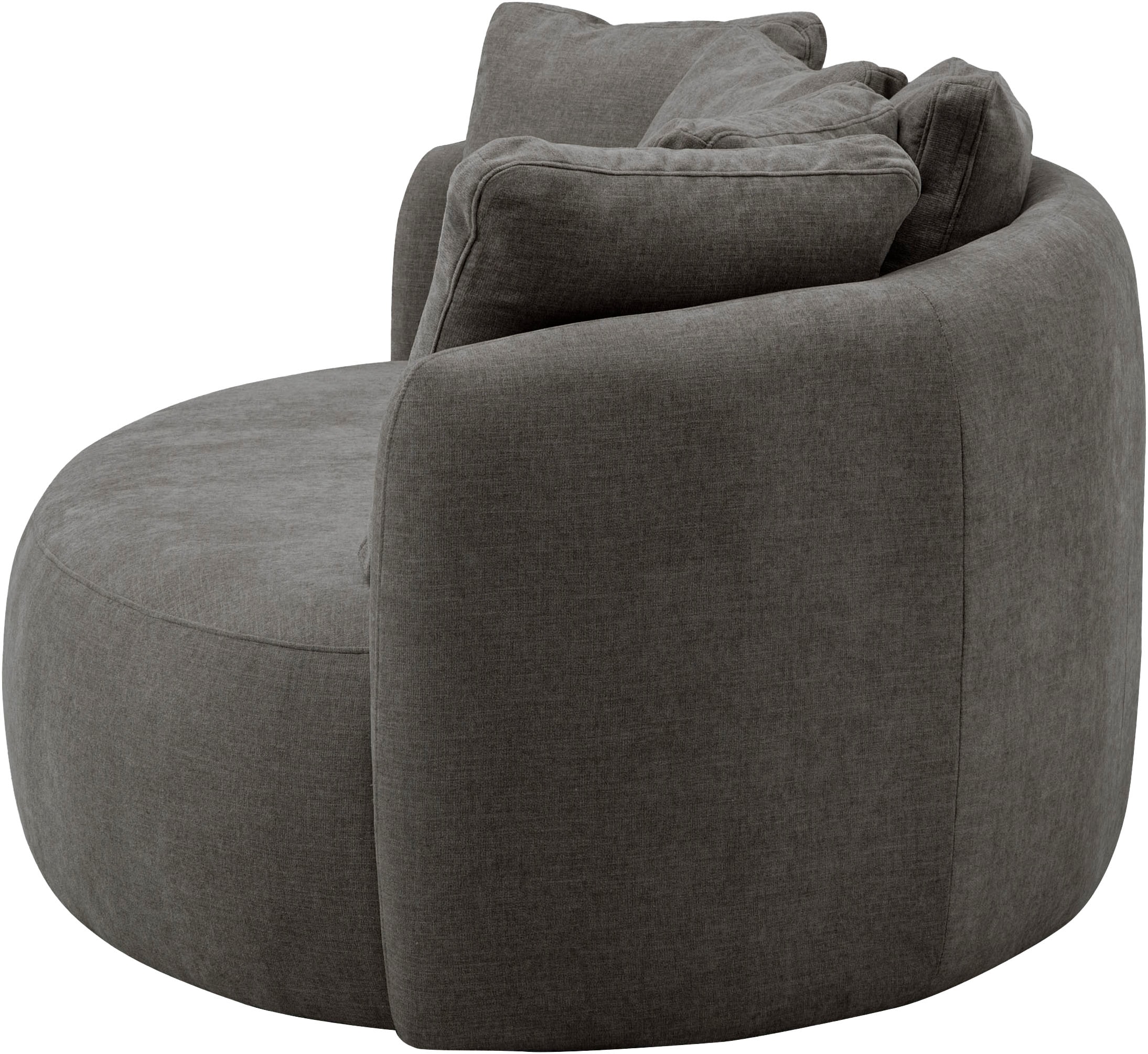 OTTO products 2,5-Sitzer »Kaarl, rundes Loungesofa, Sofa mit Kissen, perfekt gepolstert« Webstoff, in fünf Farben, zeitloses Design, inkl. 5 Rückenkissen