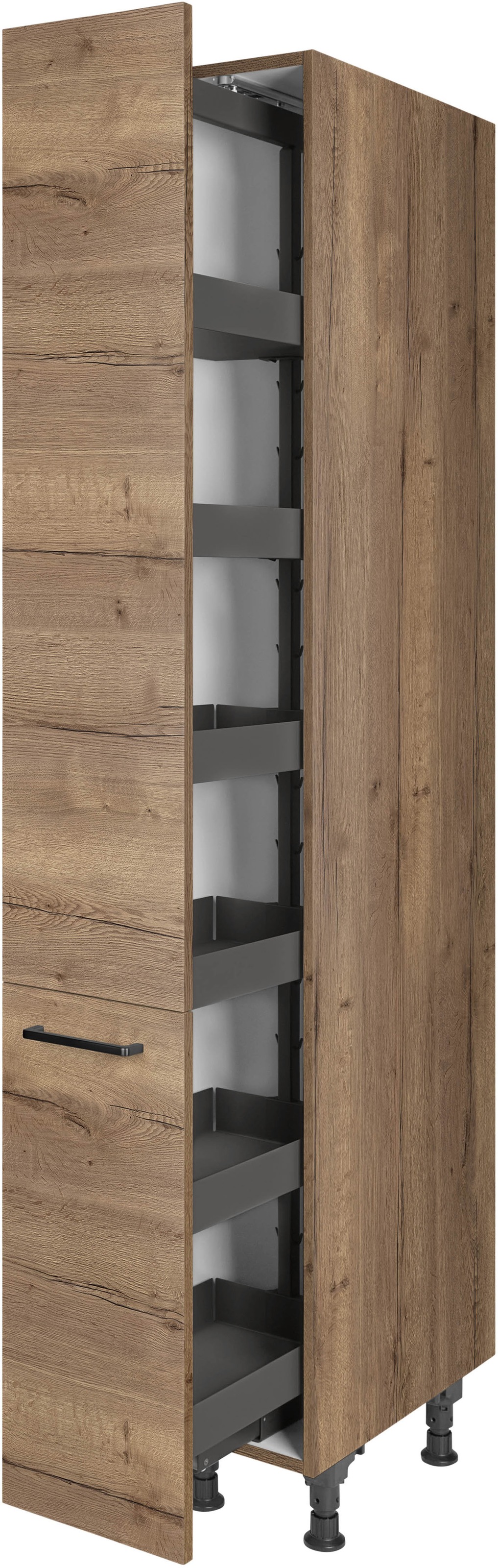 nobilia® Apothekerschrank »"Structura", mit 5 Einhängekörben, Breite 30 cm, Höhe 216,6 cm,«, vormontiert, Ein- und Auszugsdämpfung SoftStoppPro