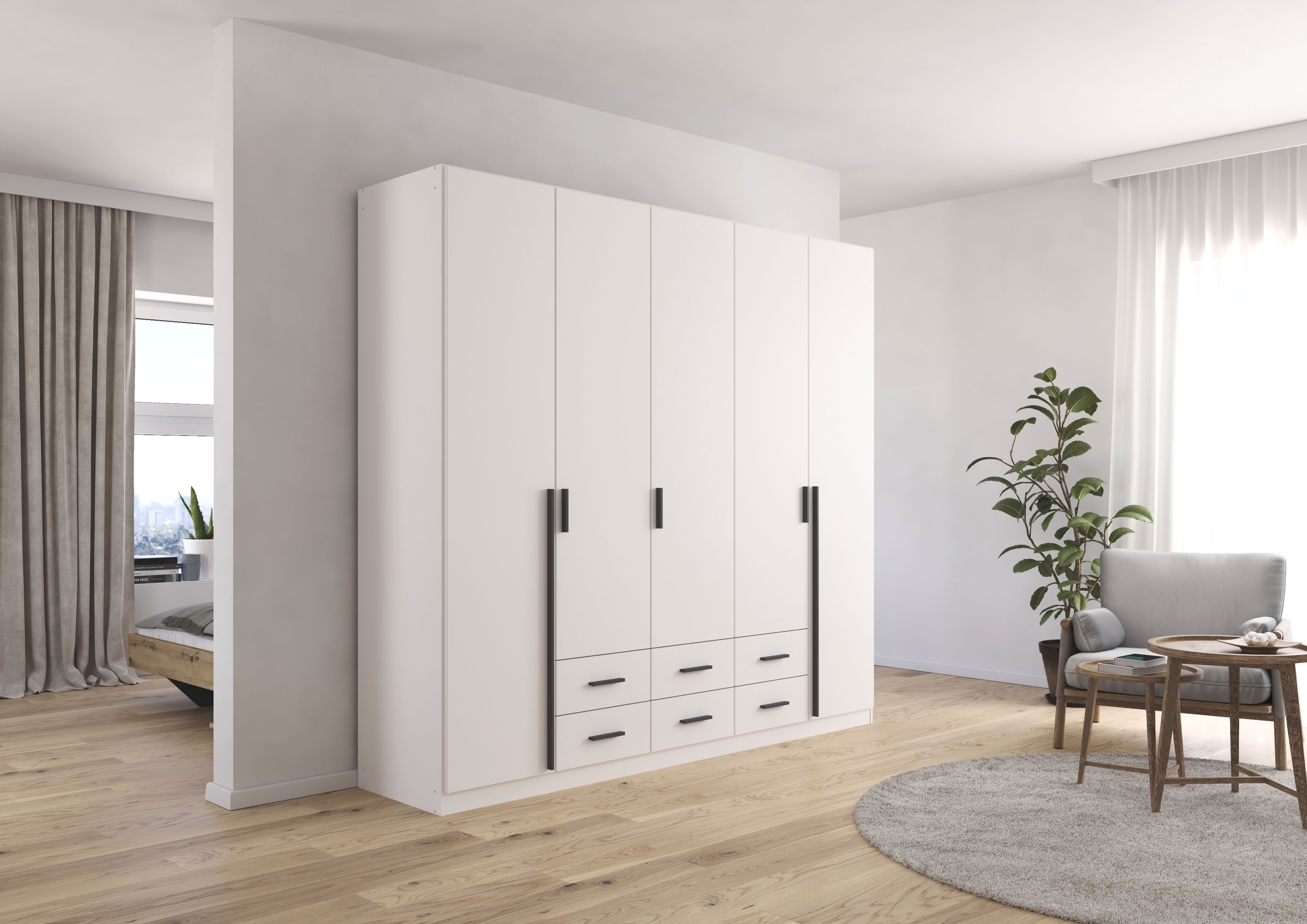 rauch Drehtürenschrank "Kleiderschrank Garderobe GAMMA Breiten 226 cm" in 3 Ausstattungen BASIC/CLASSIC/PREMIUM (inkl. SOFT-CLOSE-Funktion), mit Schubladen, verschiedene Griff-Varianten TOPSELLER MADE IN GERMANY