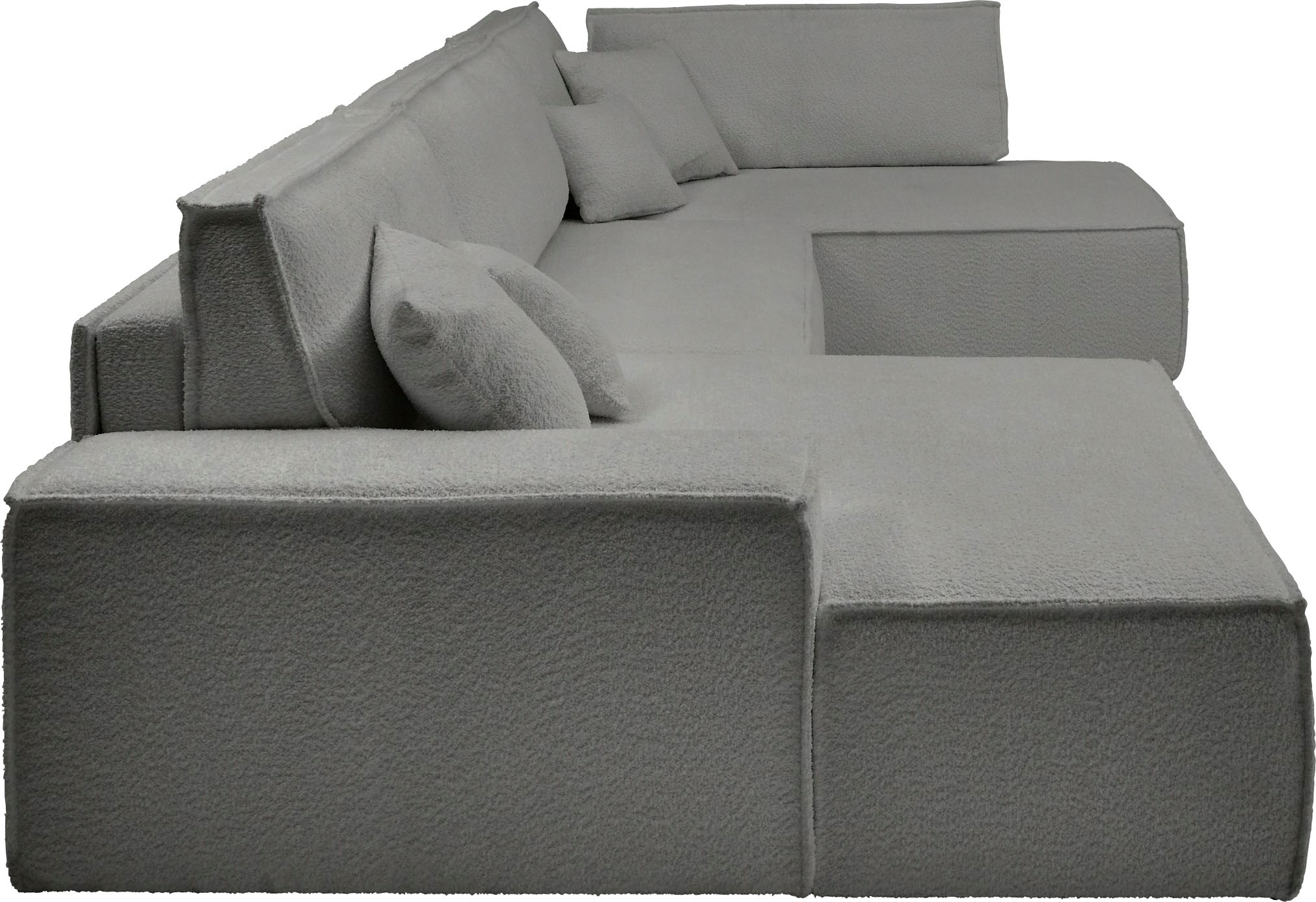 andas Wohnlandschaft »FINNLEY U-Form XXL 329 cm, Schlafsofa, Schlaffunktion m. Bettkasten«, (194/139 cm), Bouclé, Struktur und Cord
