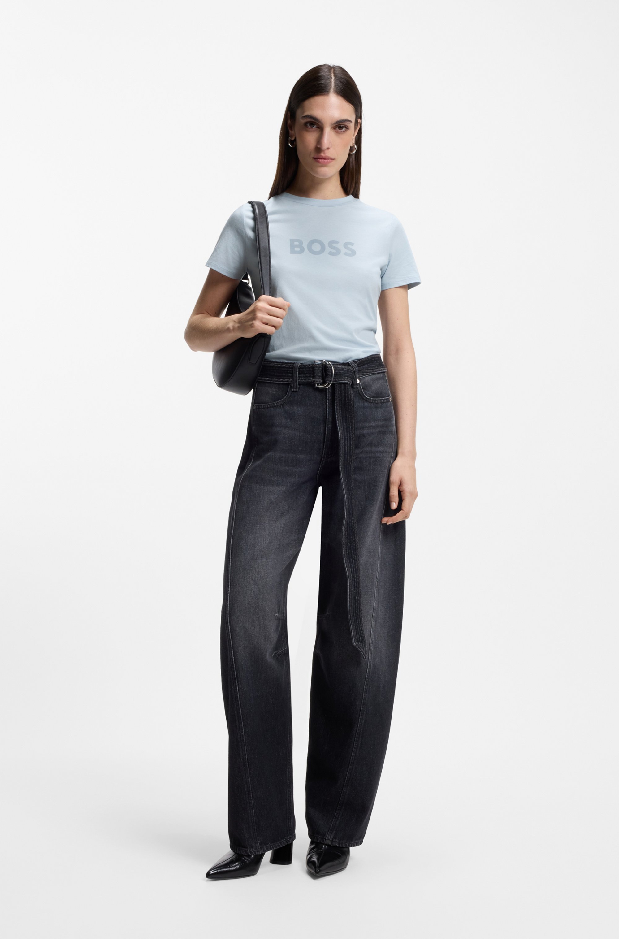 Thumbnail - BOSS ORANGE T-Shirt "Elogo Premium Damenmode" mit BOSS-Schriftzug