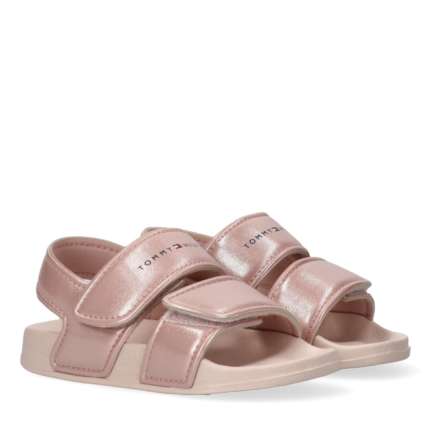 Badesandale TOMMY HILFIGER, Mädchen, Gr. 24, rosa, Synthetik, Schuhe, Badesandale, Klettschuh, Sommerschuh mit Metallic-Schimmer