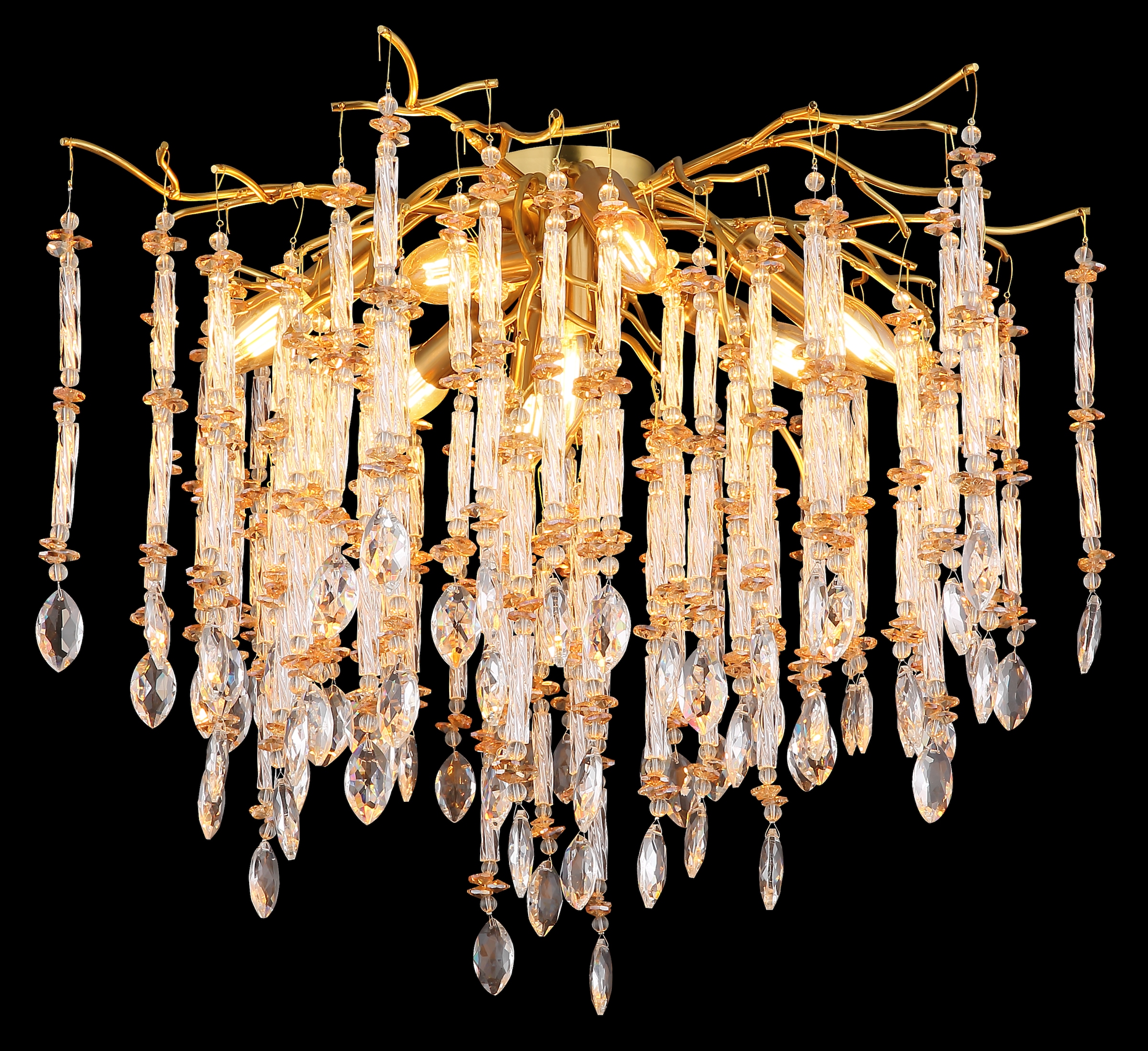 GLOBO LIGHTING Deckenleuchte »GLORIA« E14 1 Stk. Kristall Deckenleuchte für Wohn- & Esszimmer, gold
