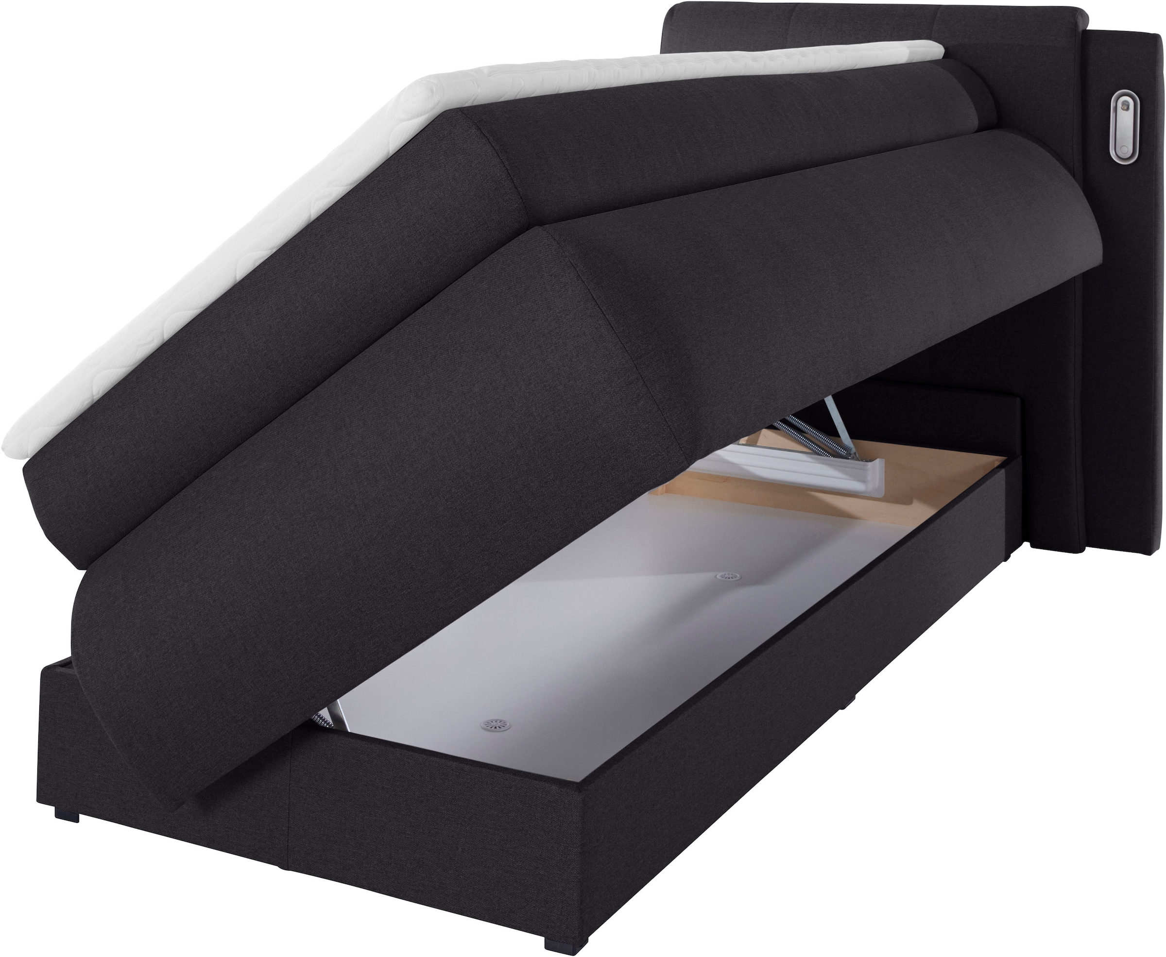 COLLECTION AB Boxspringbett »Borna«, inklusive Bettkasten, LED-Beleuchtung und Topper
