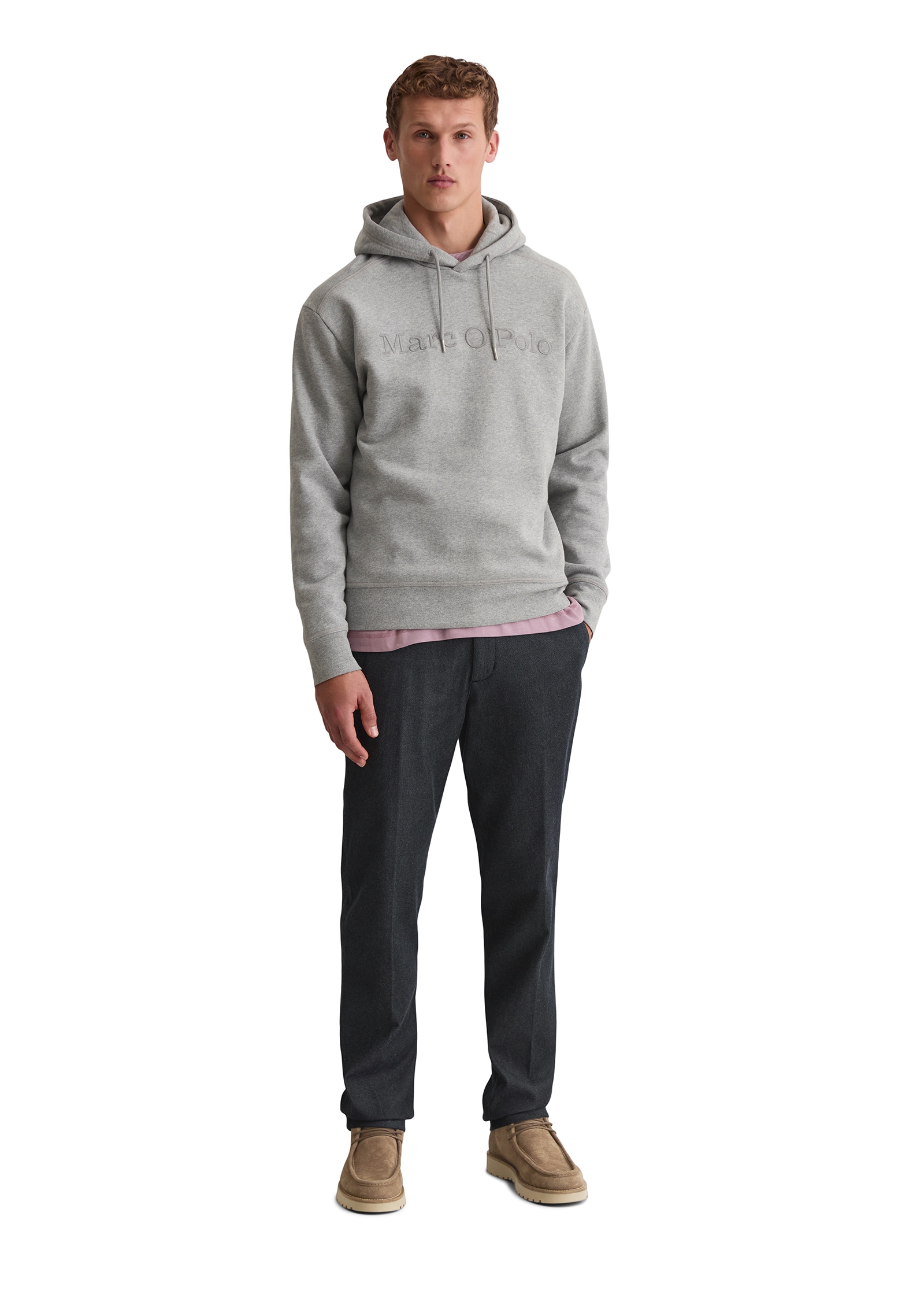 Marc O'Polo Hoodie »relaxed fit aus weicher Bio-Baumwolle«, Ton-in-Ton Stickerei auf der Brust

