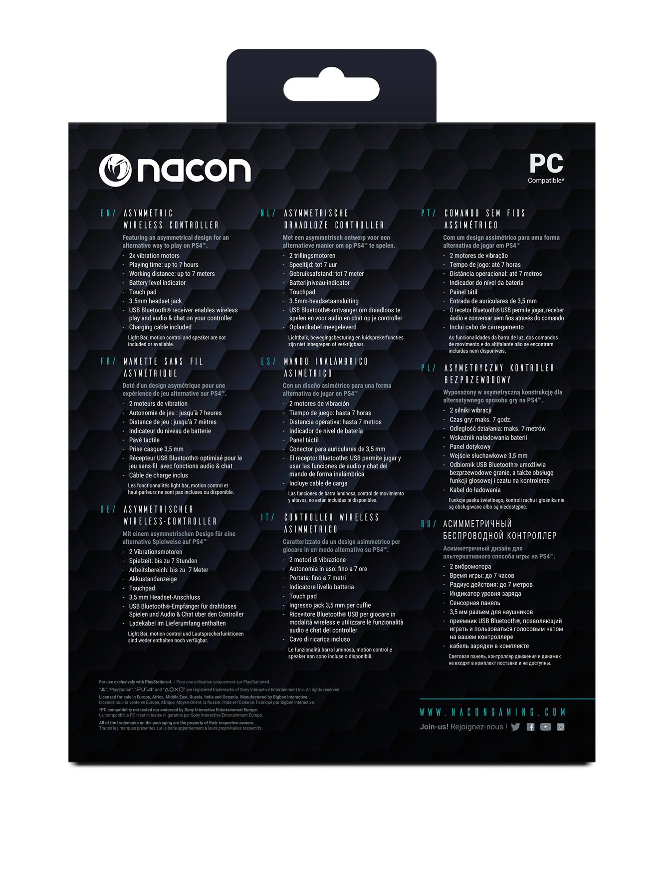 nacon Gaming-Controller »Nacon NA373417 PS4 Asymmetric Controller, kabellos, USB, schwarz«, (1 St.)