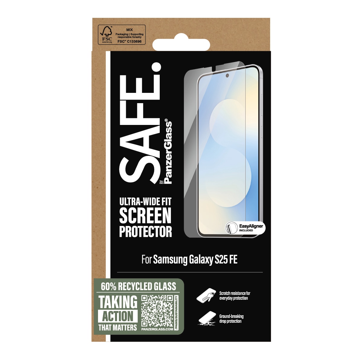 SAFE by PanzerGlass Displayschutzglas »Ultra-Wide Fit Screen Protector«, für Samsung Galaxy S25 FE, Displayschutzfolie, Schutzfolie, Bildschirmschutz, kratz- & stoßfest