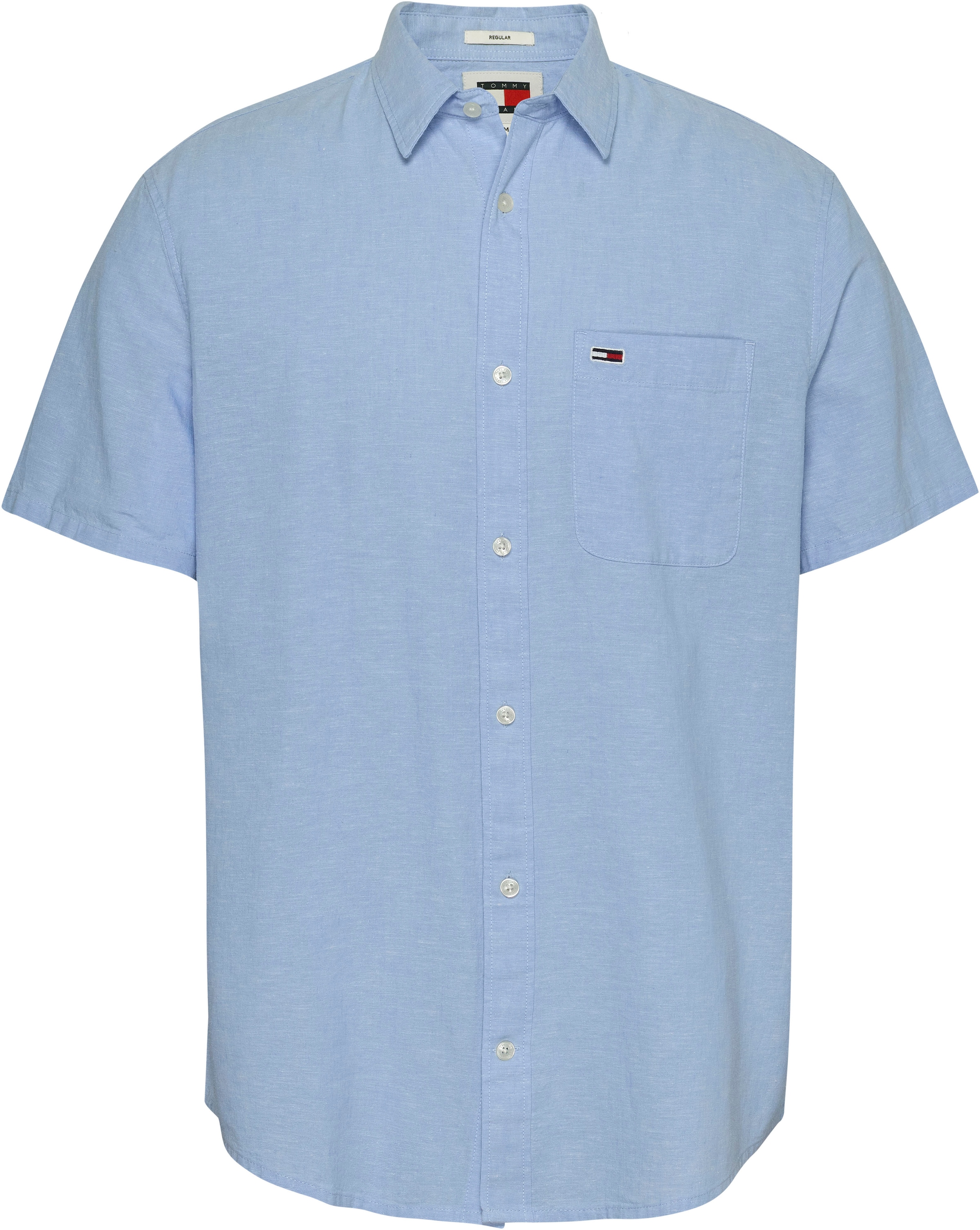 Tommy Jeans Kurzarmhemd »TJM REG LINEN BLEND SS SHIRT«, mit Logostickerei