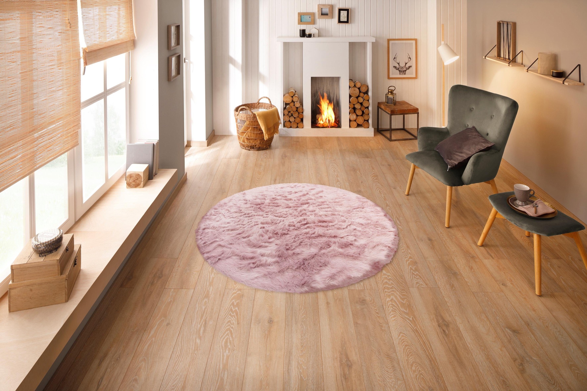 Home affaire Fellteppich »Valeria«, rund, 60 mm Höhe, Kunstfell Teppich, besonders... kaufen