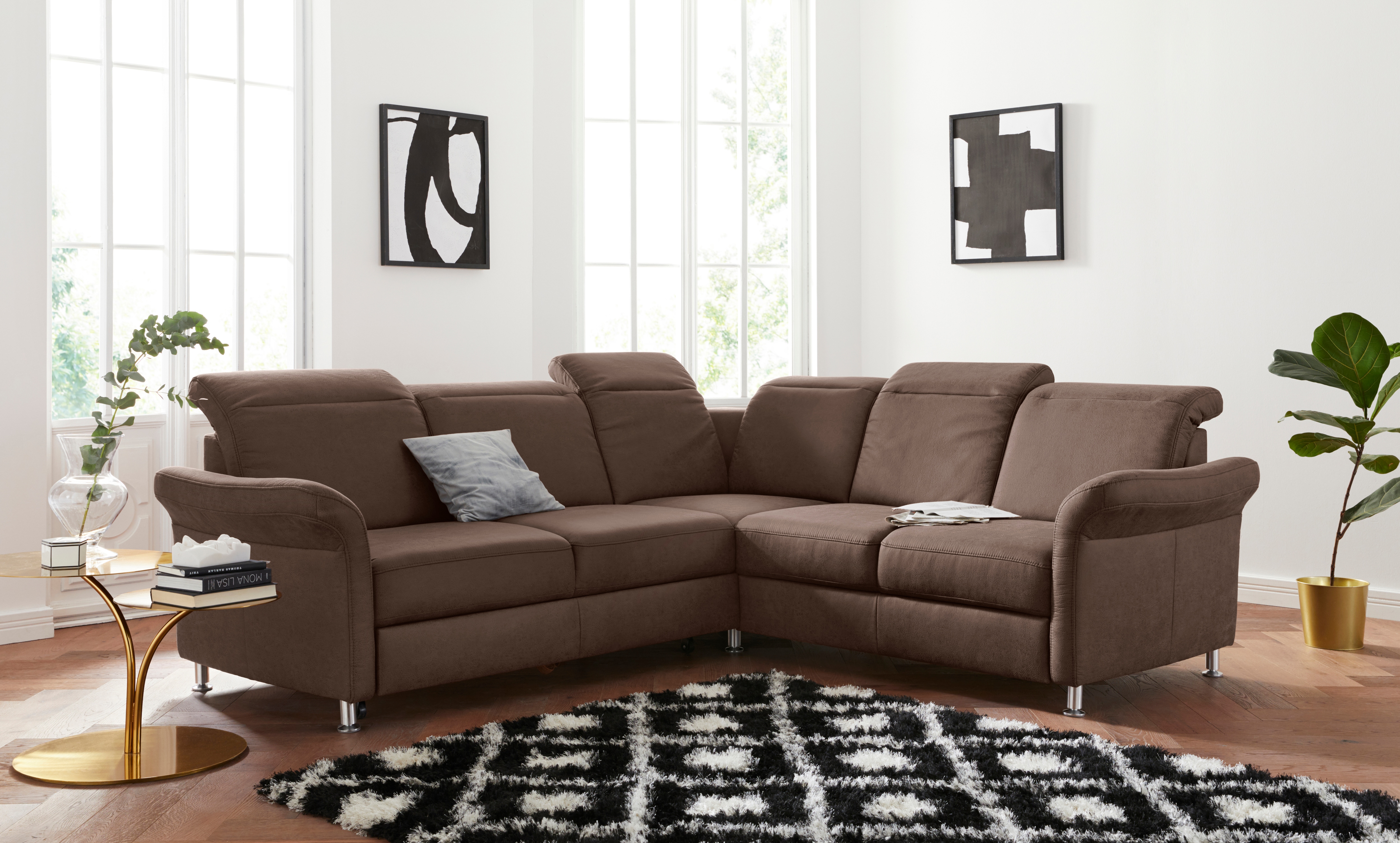 sit&more Ecksofa "Darwin L-Form" inklusive Federkern, wahlweise mit Kopfteilverstellung, Schlaffunktion