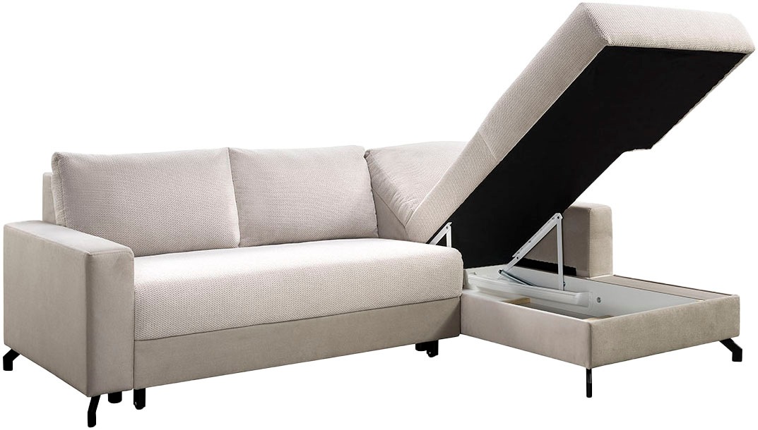 exxpo - sofa fashion Ecksofa »Quattro L-Form, B/T: 247/162 cm«, wahlweise mit Bettfunktion, Bettkasten