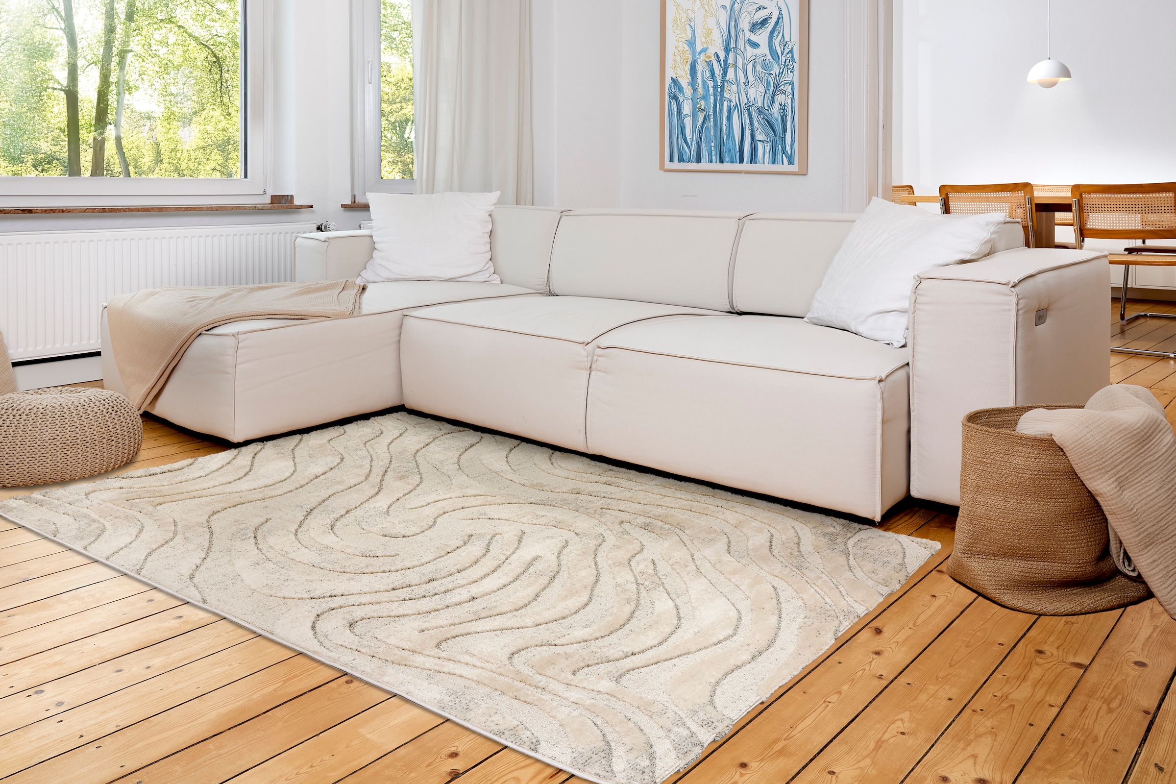 ASTRA Teppich »Lou 251«, rechteckig, 10 mm Höhe, Hoch Tief Struktur, Kurzflor, Wohnzimmer, Schlafzimmer