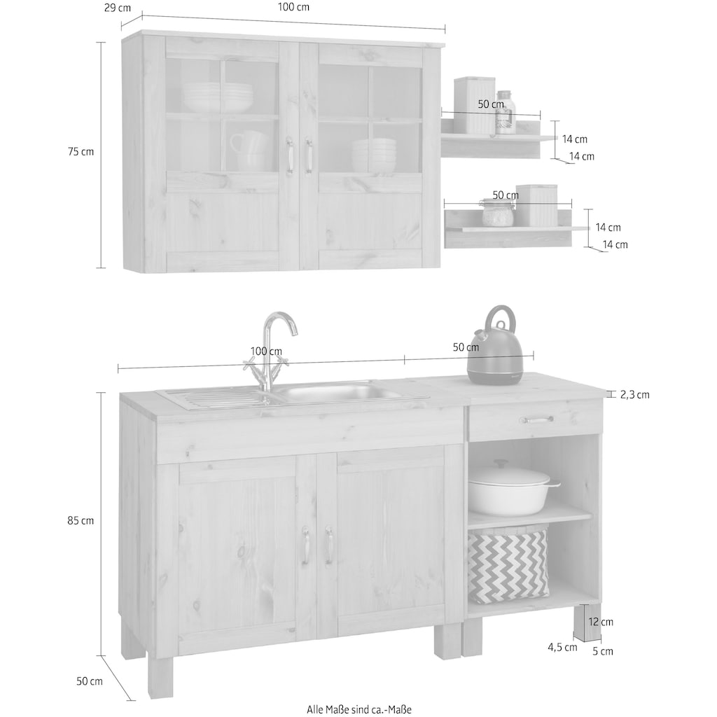 Home affaire Küchenzeile »Alby«, Breite 150 cm, in 2 Tiefen, ohne E-Geräte