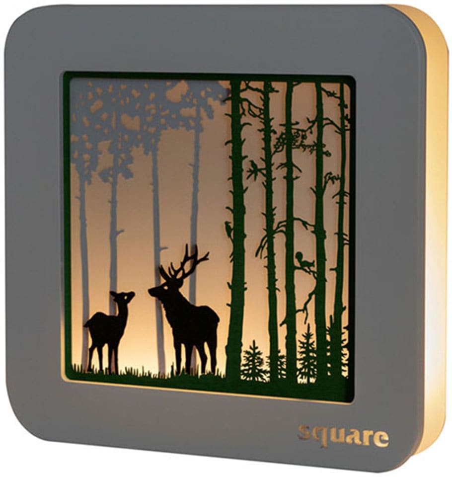 Weigla LED-Bild "Square - Wandbild Wald, Weihnachtsdeko", (1 St.), mit Timerfunktion