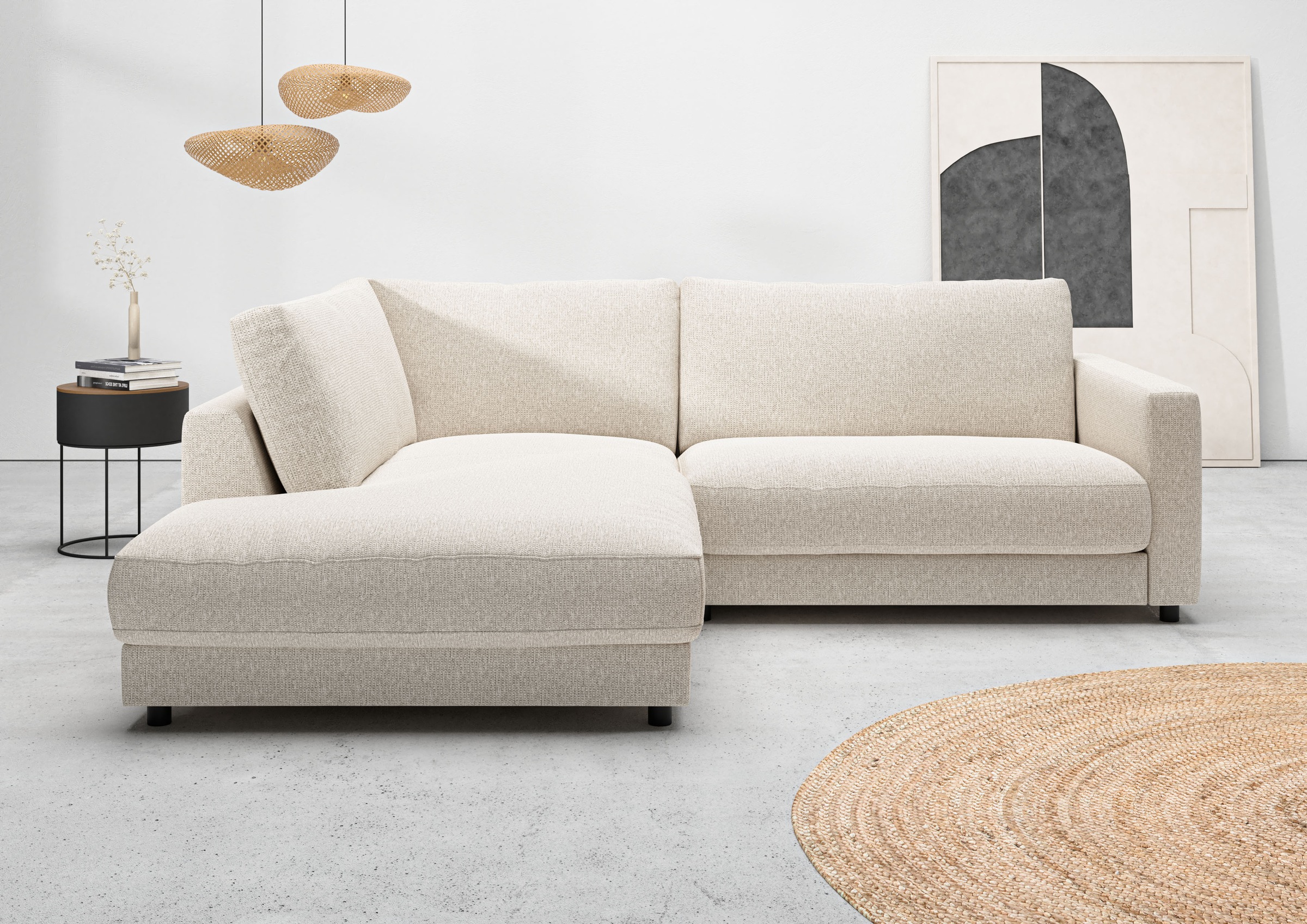 Home affaire Ecksofa "Ecksofa Jiro, L-Form, große Sitztiefe, Breite 252 cm" lose Sitz- & Rückenkissen, weicher Polsteraufbau, komfortabel & modern