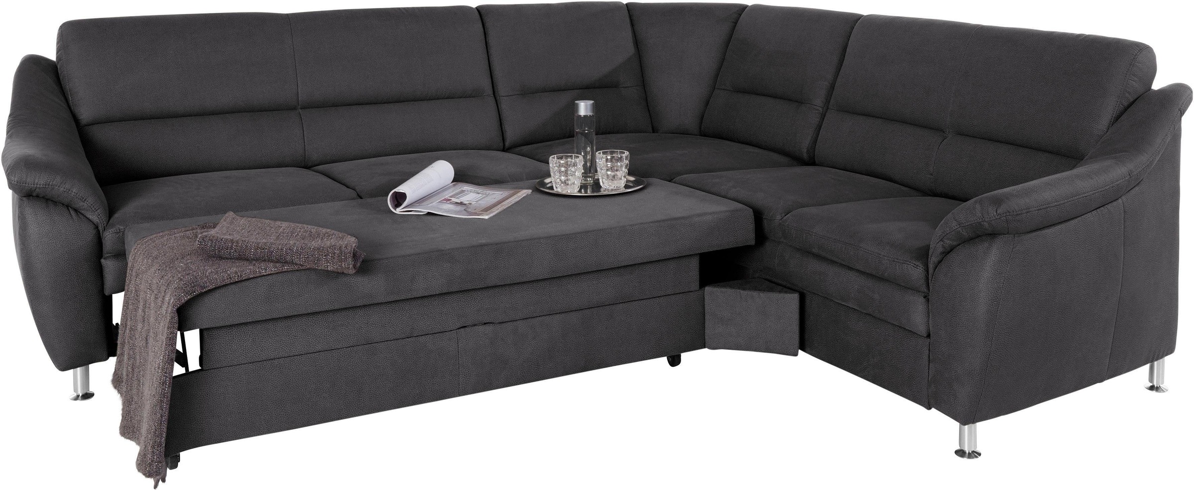 Ecksofa HOME AFFAIRE "Cardoso L-Form", grau (anthrazit), B:260cm H:90cm T:230cm, Luxus-Microfaser ALTARA NUBUCK (100% Polyester);Luxus-Microfaser weich (90% Polyester, 10% Polyamid);Struktur (52%Polyester, 35% Acryl, 13%Cotton);Luxus-Microfaser Lederoptik 6