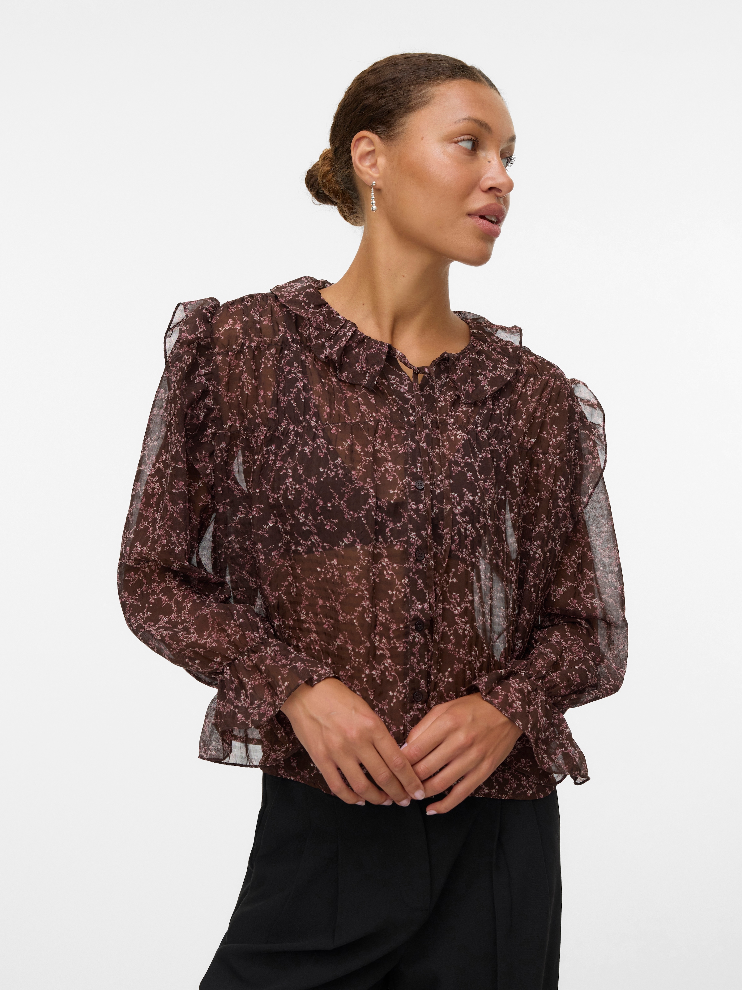 Vero Moda Rüschenbluse "VMPETRA LS SHIRT WVN GA NOOS" günstig online kaufen