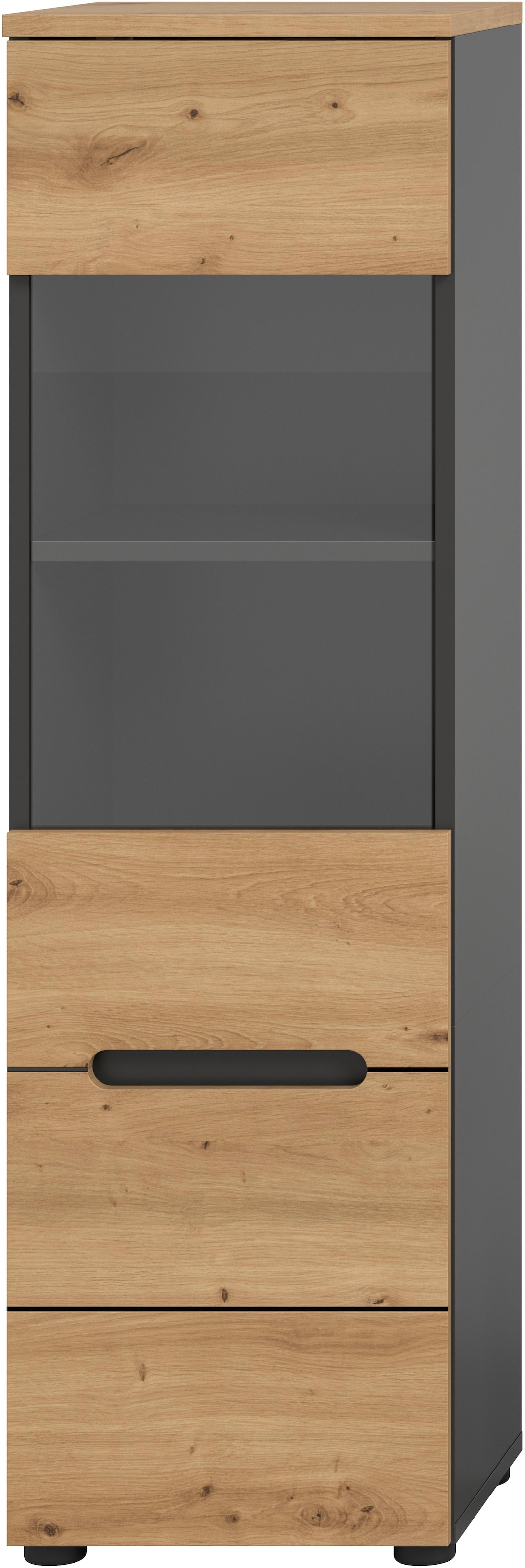 INOSIGN Vitrine »REHAT, TOPSELLER!, Höhe 125 cm, 1 Glastür, 1 Böden, 3 Fächer«, (1 St., stehend und hängend montierbar), Vitrinenschrank, Schrank, Glasvitrine, Wohnzimmervitrine