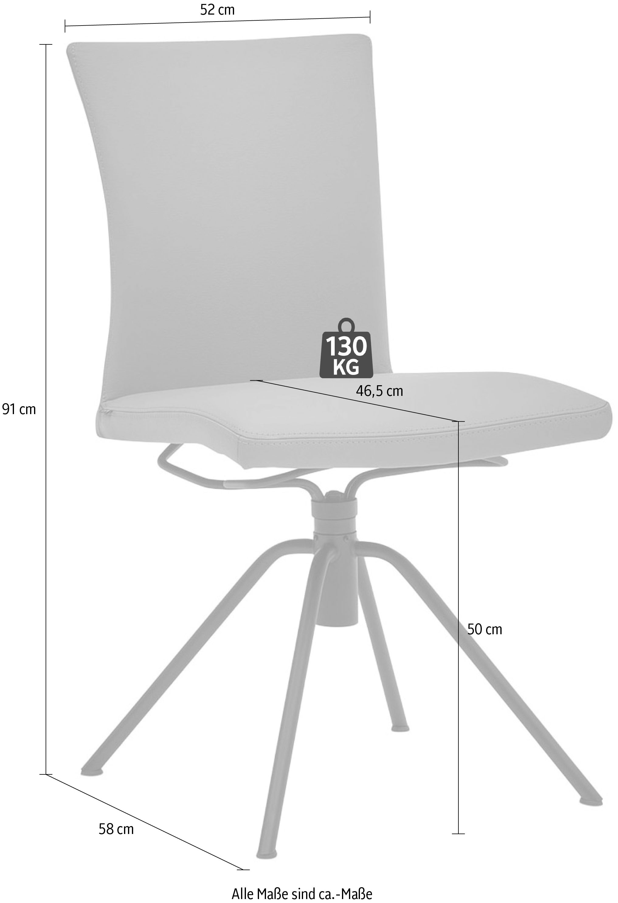 Musterring Polsterstuhl »Helmond 6700«, (Set), 2 St., Echtleder, Drehgestell in schwarz inkl. Rückholfunktion, ohne Armlehne